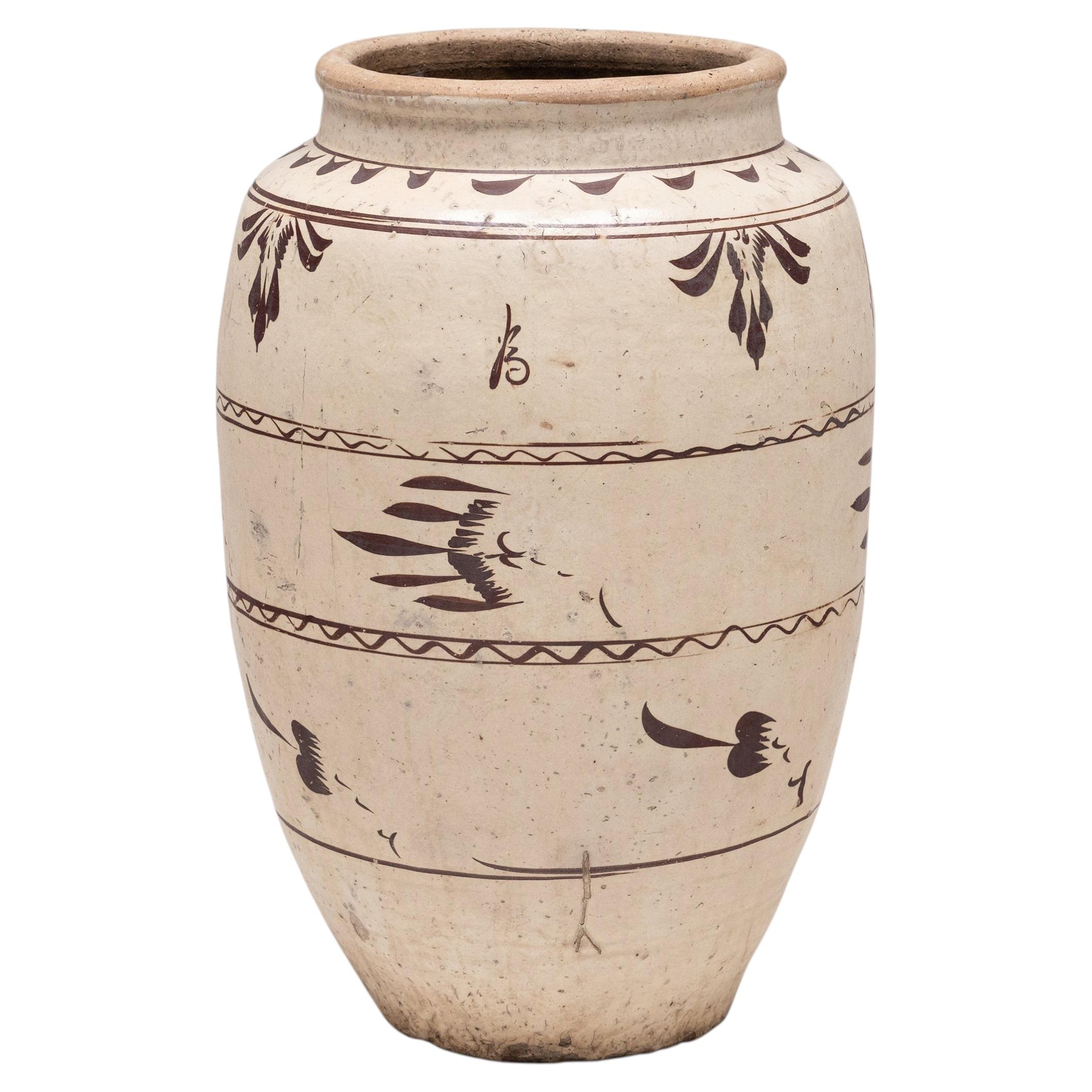 Chinese Cizhou Glazed Storage Jar, Qing Dynasty, c. 1850