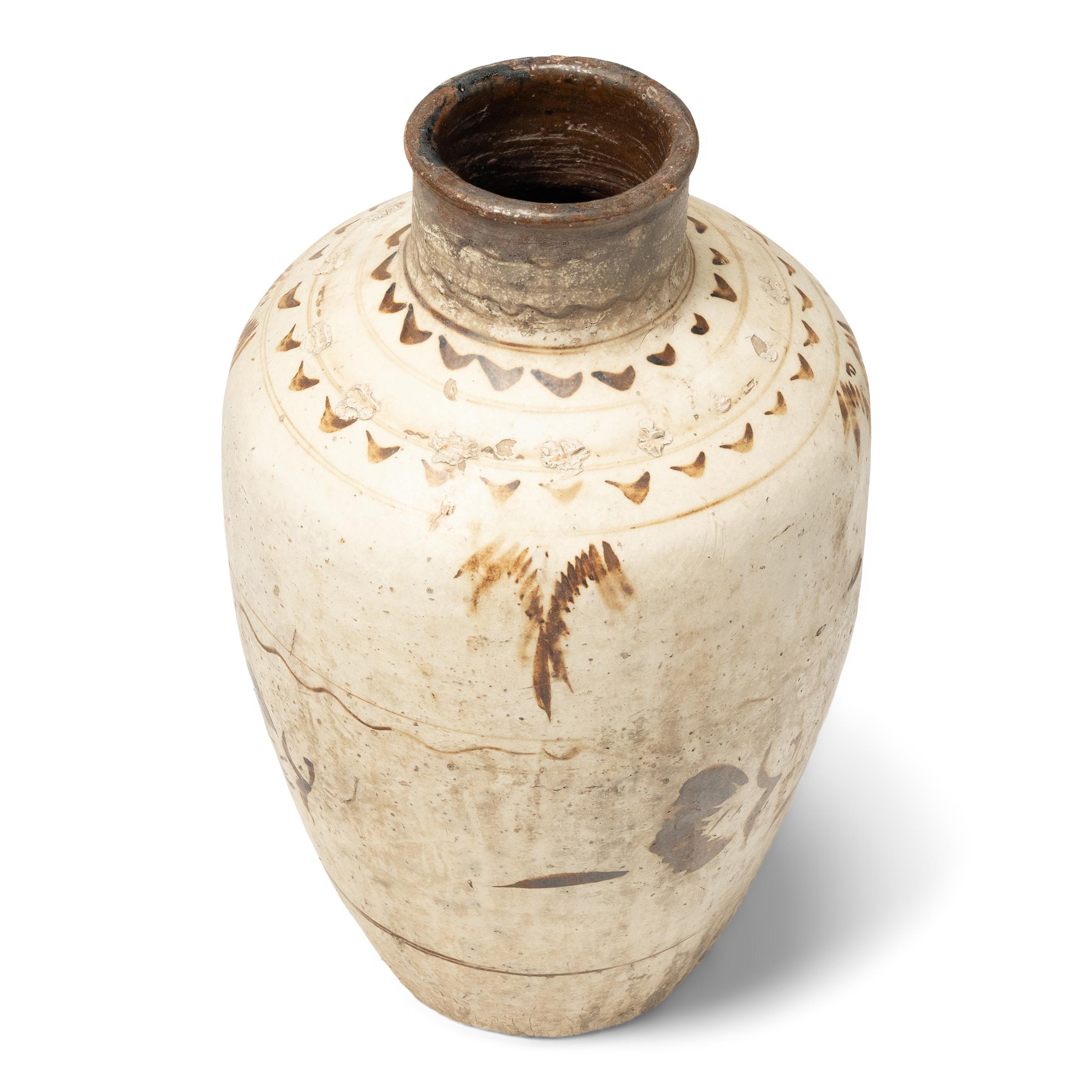 Ming Chinese Cizhou Glazed Wine Jar, c. 1850 For Sale