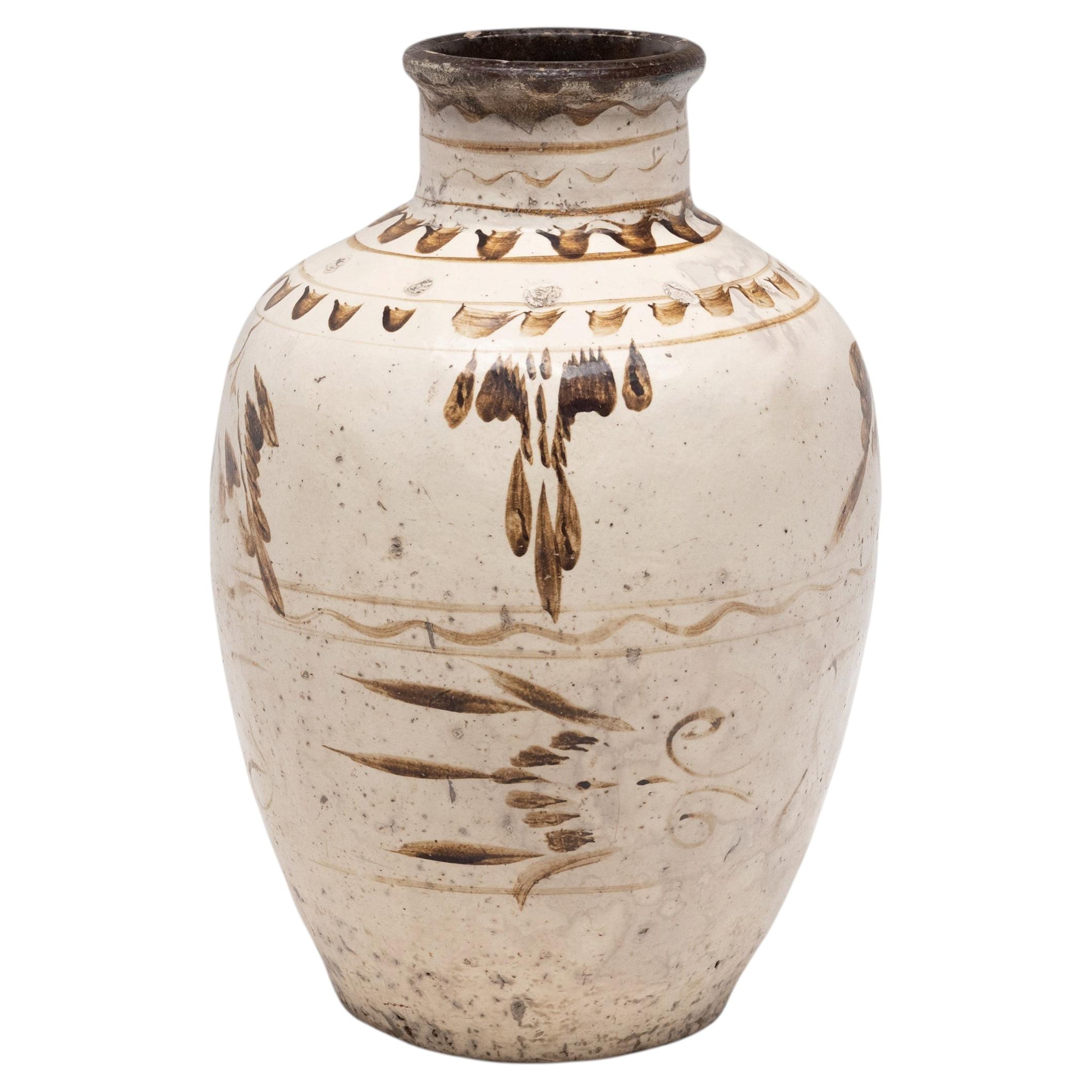 Chinese Cizhou Glazed Wine Jar, Qing Dynasty, 19th Century