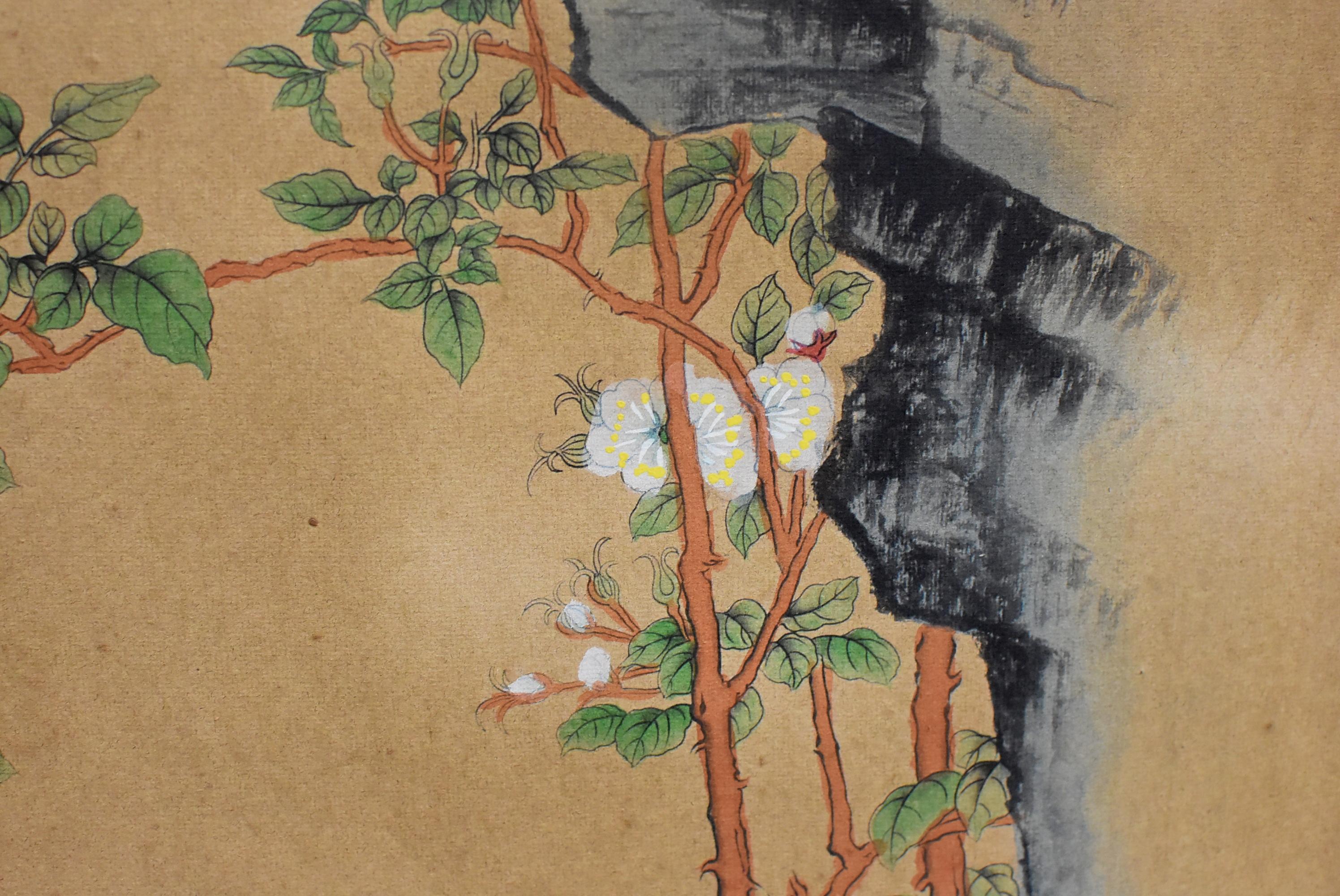 Chinese Classic Painting Green Parrot Amid Pear Blossoms 4