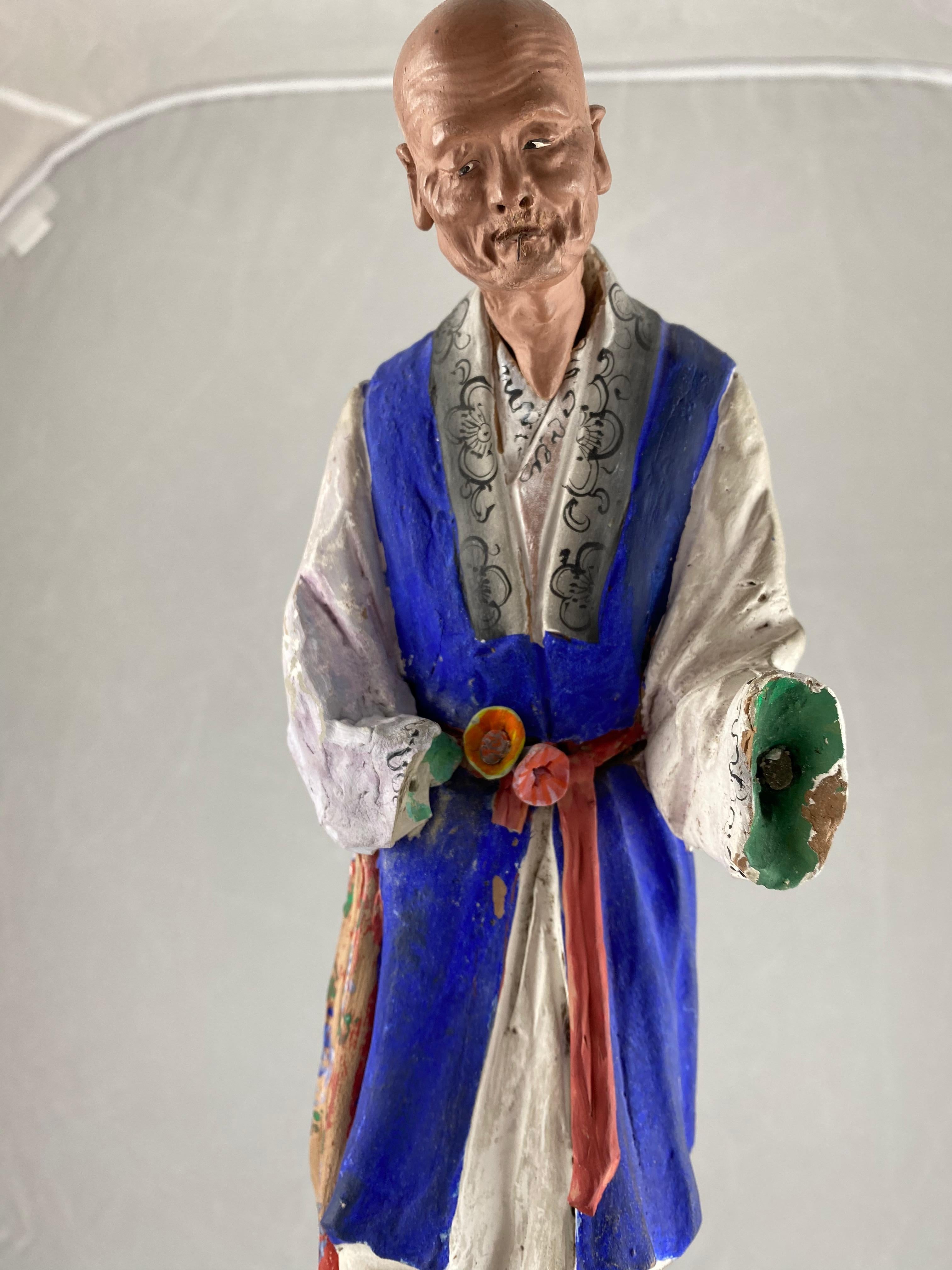 Chinese Clay-Sculpture, 18th Century In Distressed Condition For Sale In Stockholm, SE