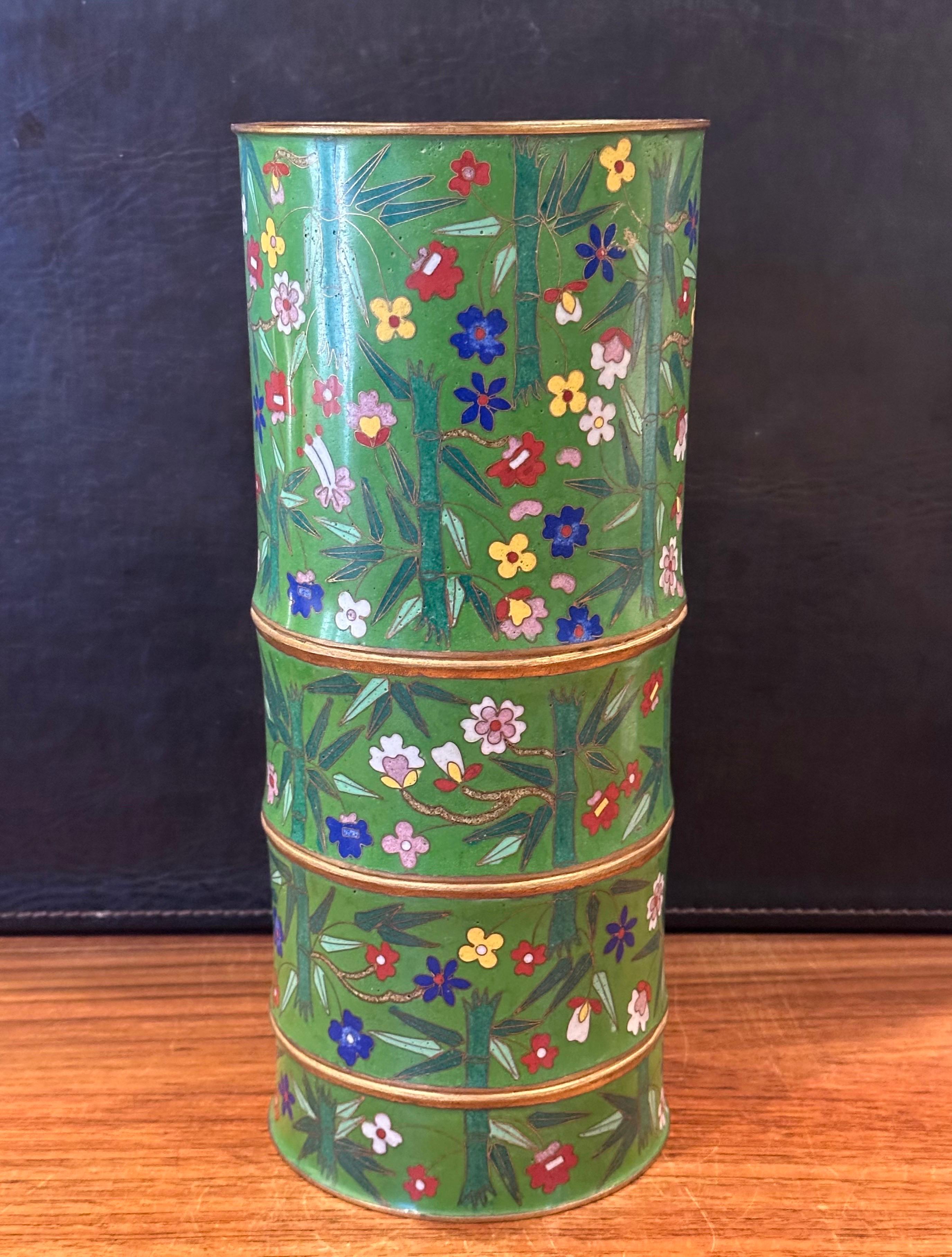Jarrón chino de cloisonné 