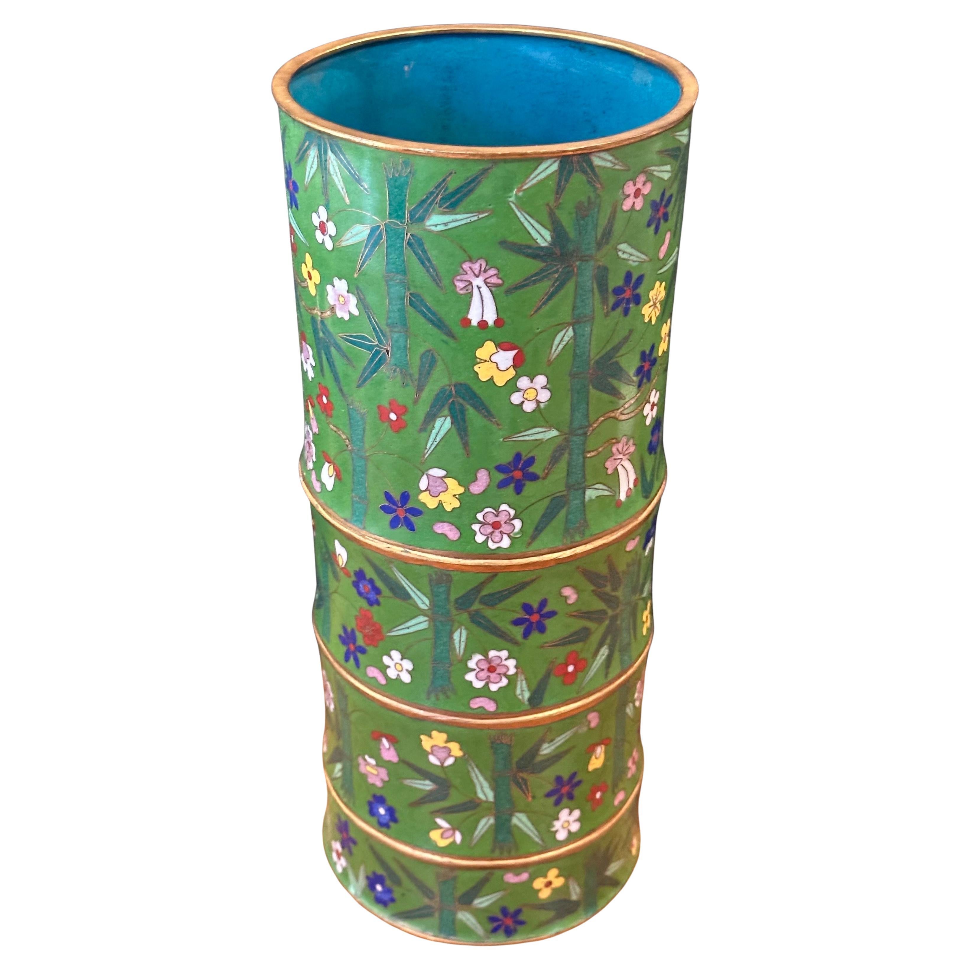 Vaso cinese di cloisonne "Bamboo