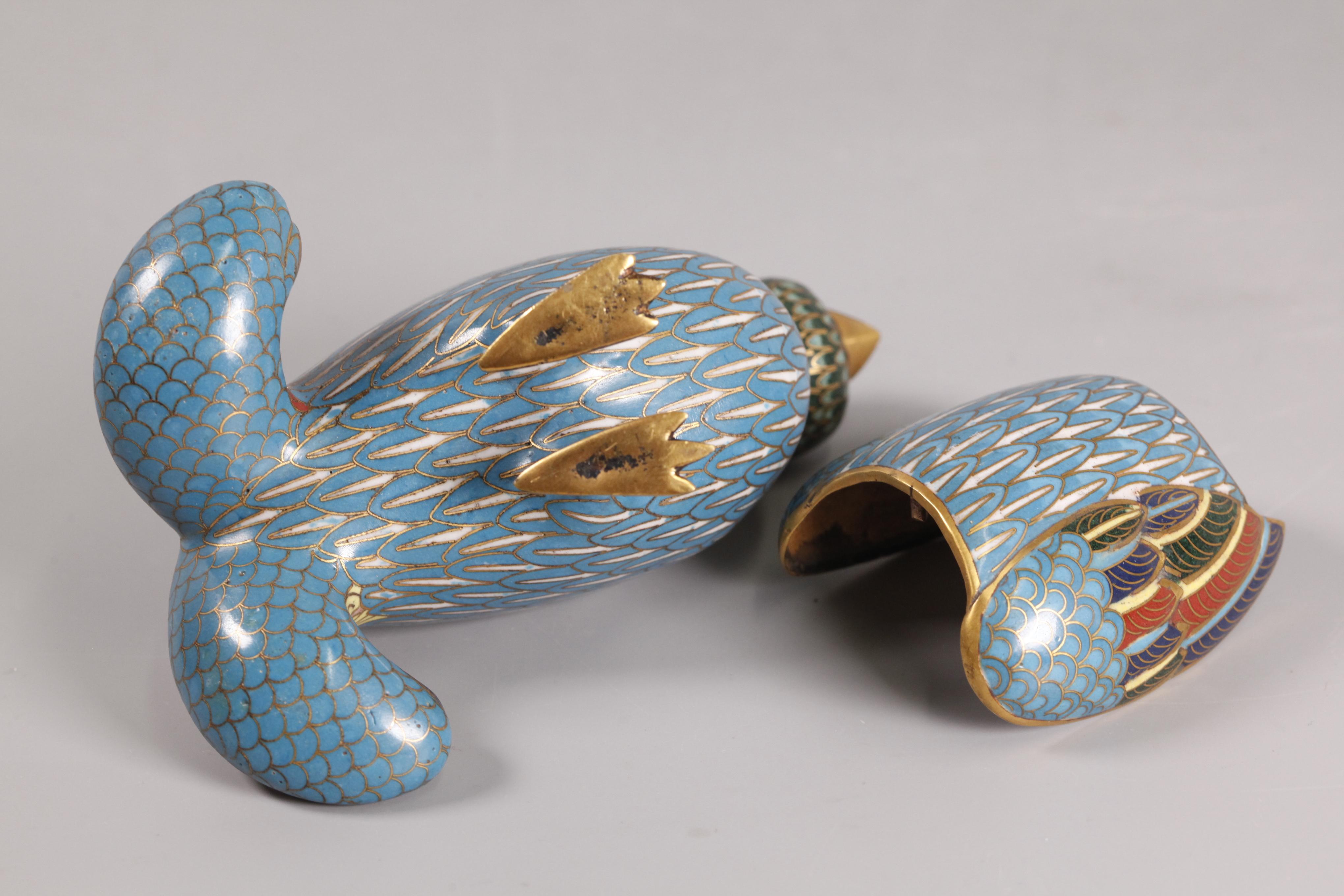 Metal Chinese cloisonné bird form censer, 19th c.