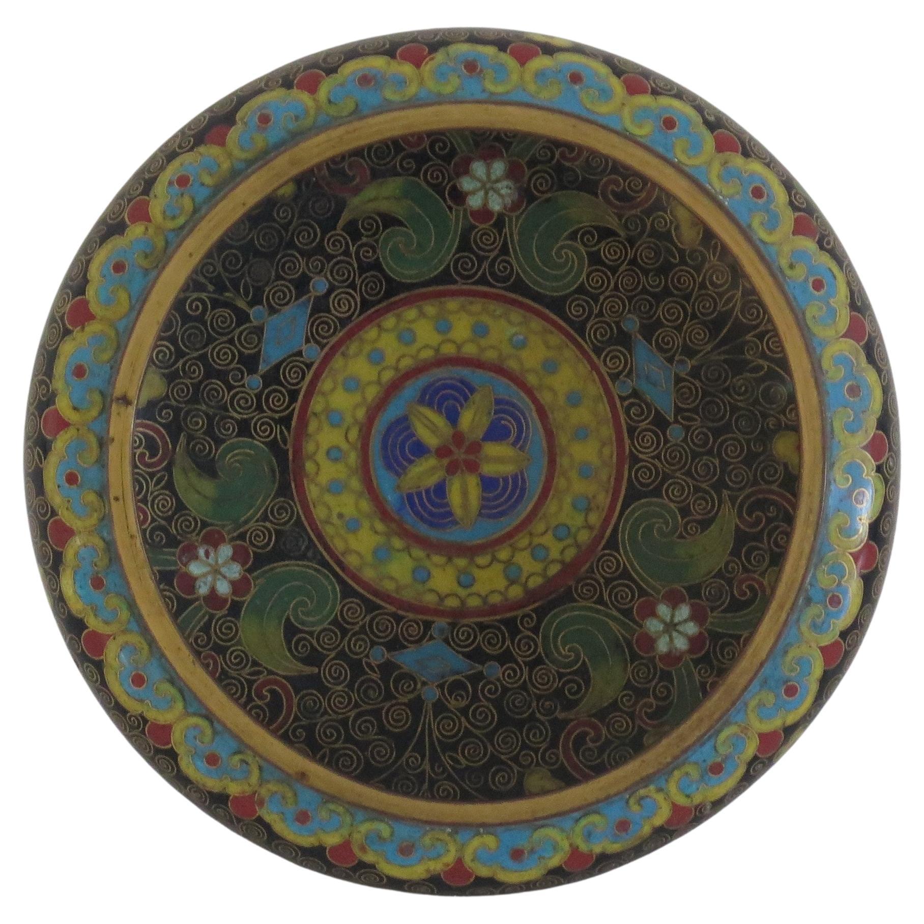 Chinese Cloisonné Bowl with Ruji head borders, Qing Circa 1840 For Sale