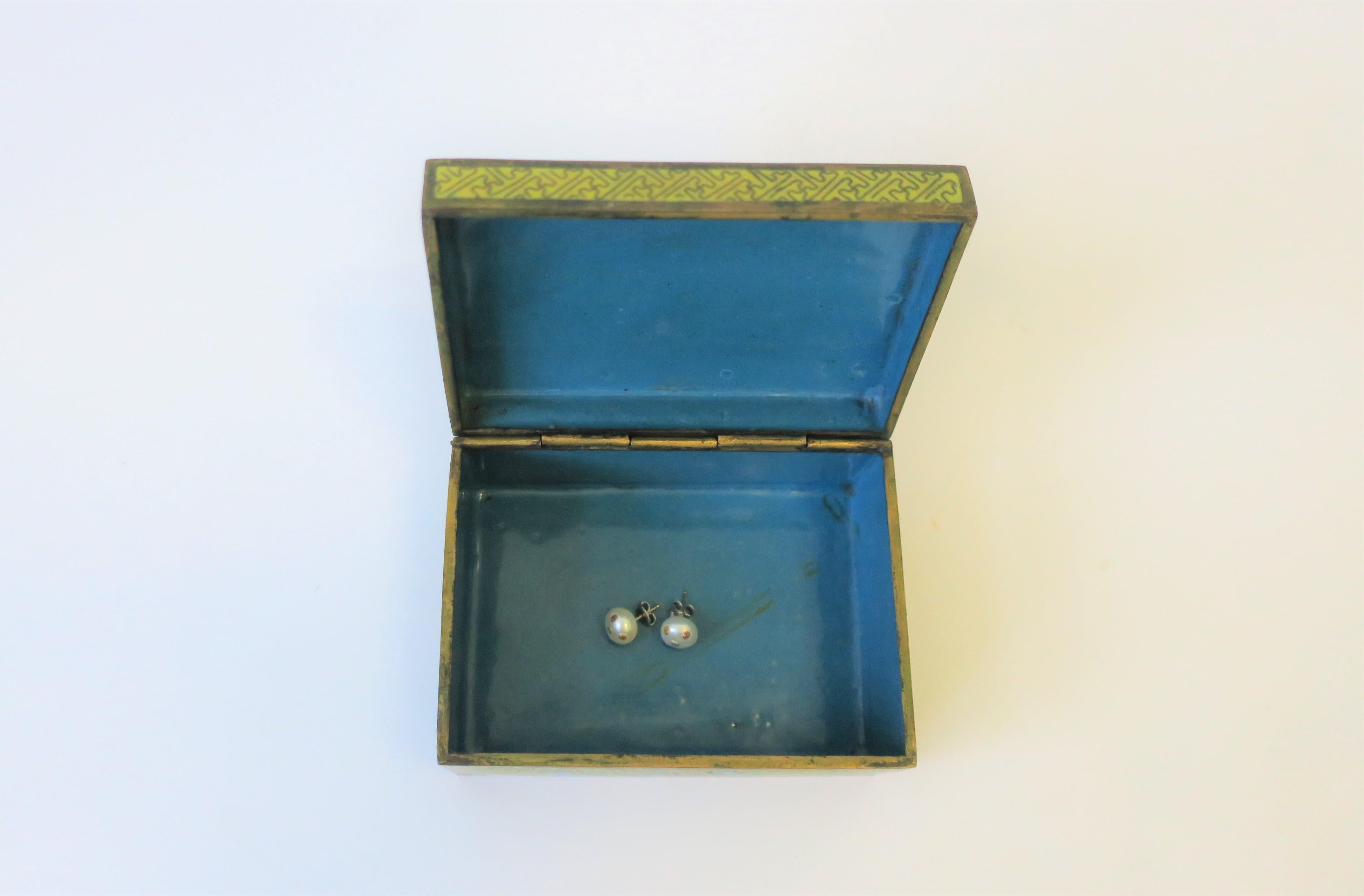 Chinese Yellow Enamel Cloisonne and Brass Jewelry Box 3