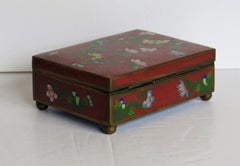 Chinese Cloisonné Box on Bun Feet with Hinged Lid, Late Qing Dynasty, circa 1900