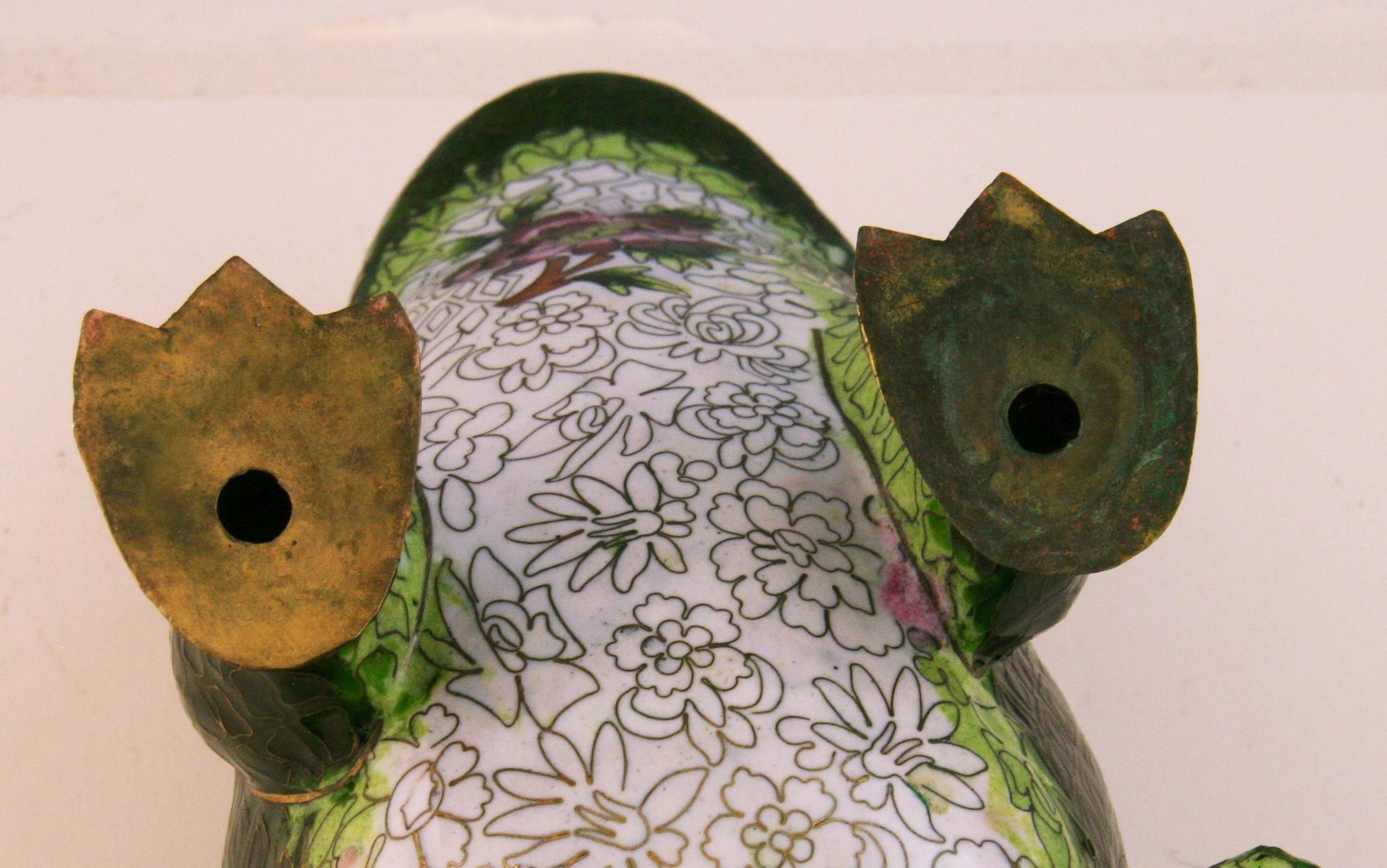 Japanese  Cloisonne' Brass and Enamel Oversized Frog For Sale 14