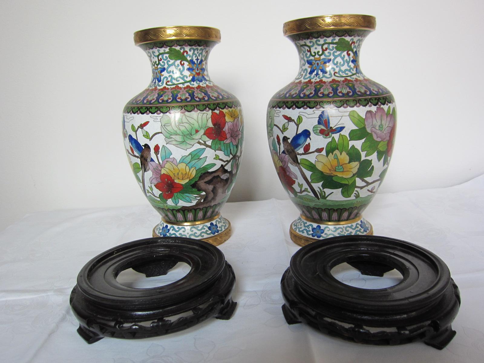 Cloisonné Vaso cinese in ottone cloisonné in vendita