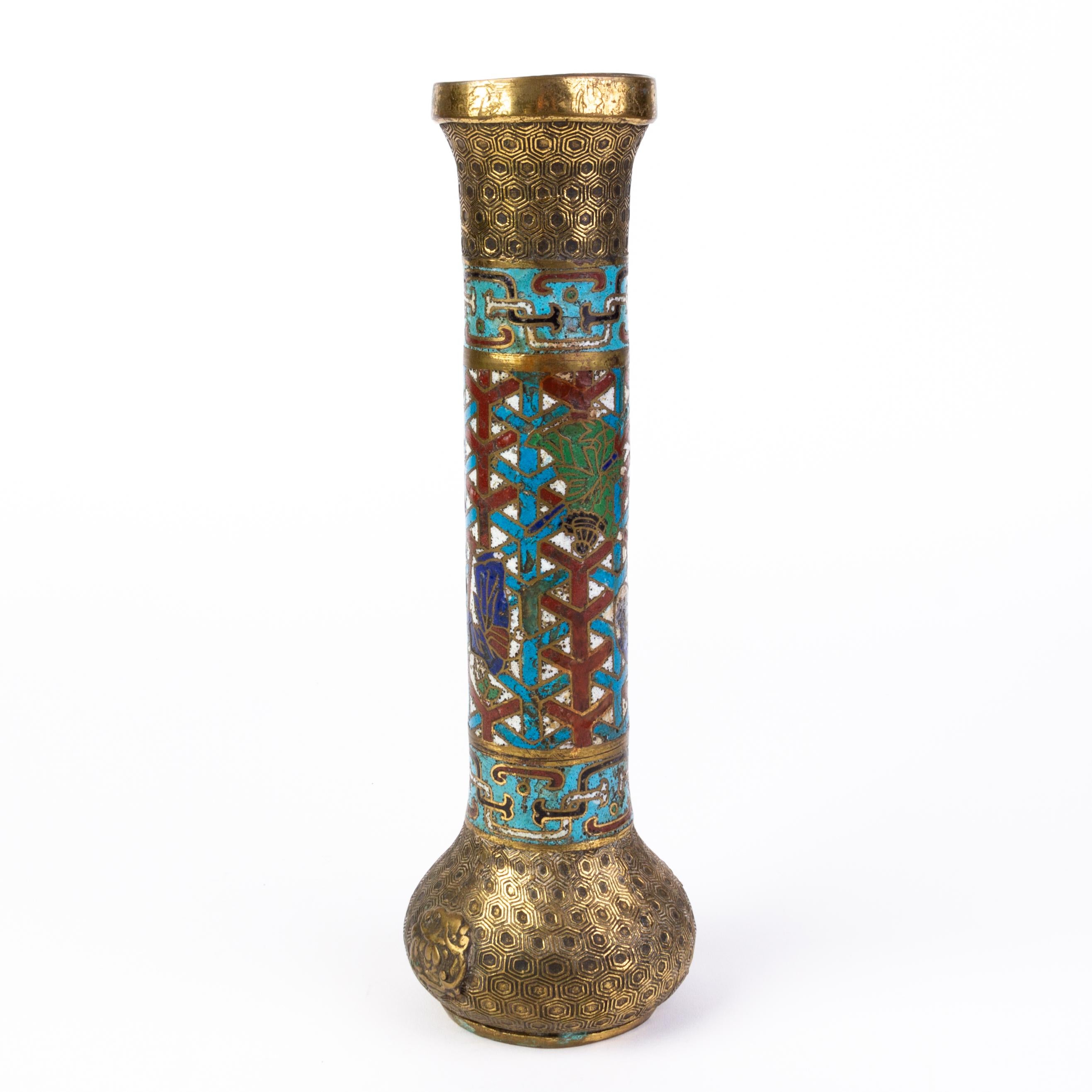 Chinese Cloisonne Bronze Vase 19th Century In Good Condition For Sale In Nottingham, GB