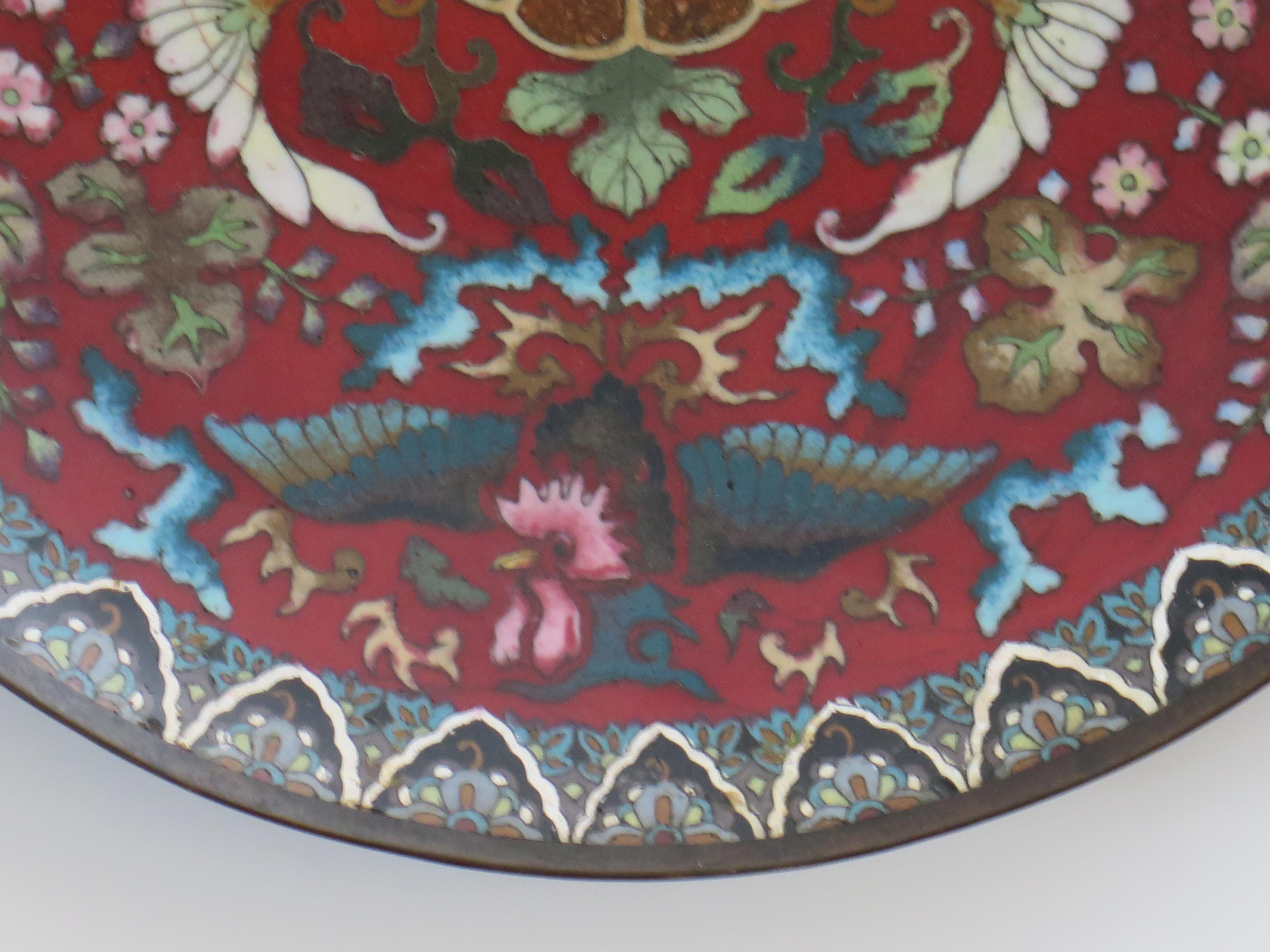 Chinese Cloisonné Charger or Large Plate fine detail, Mid-19th Century For Sale 7