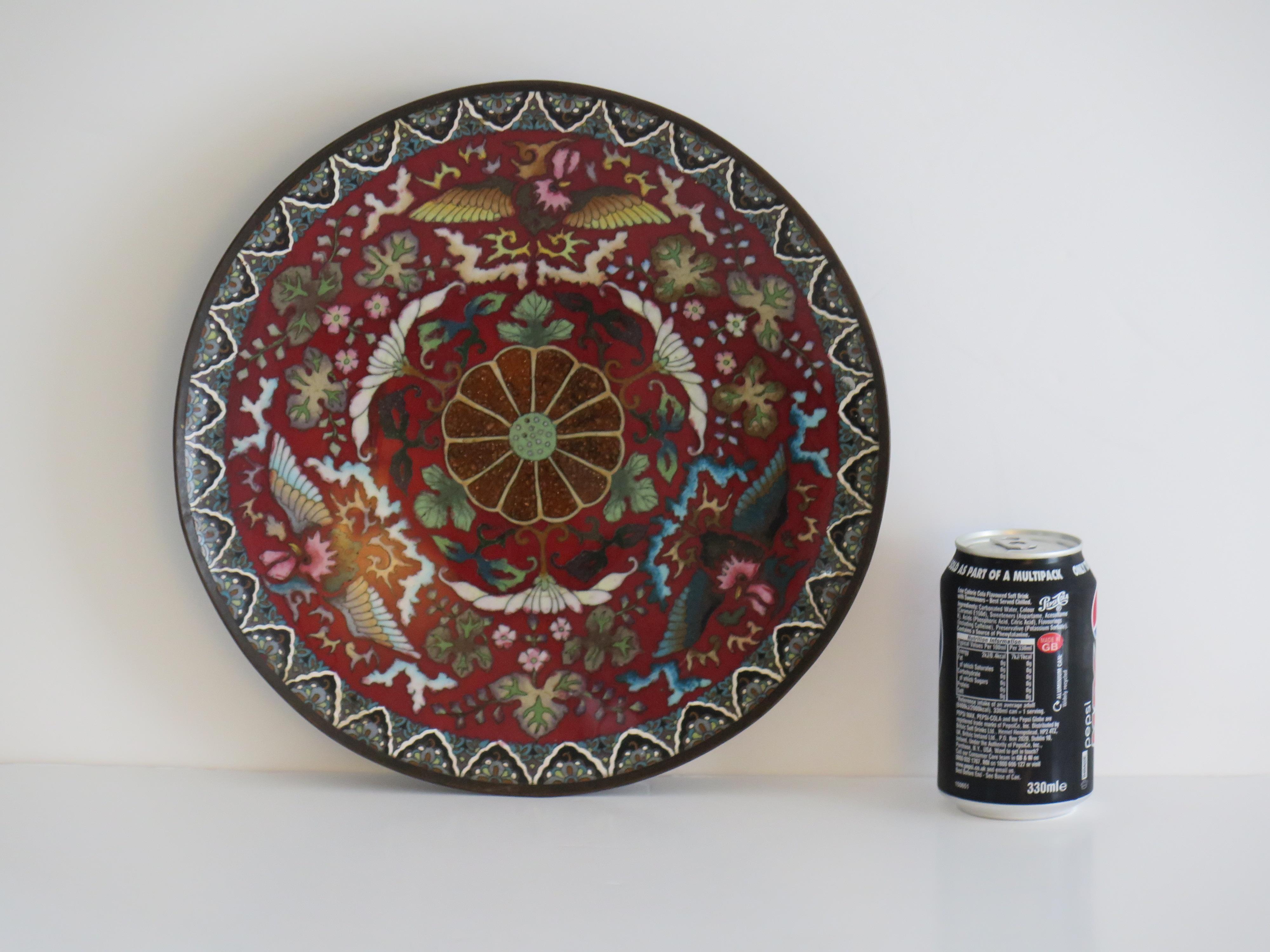 Chinese Cloisonné Charger or Large Plate fine detail, Mid-19th Century For Sale 12