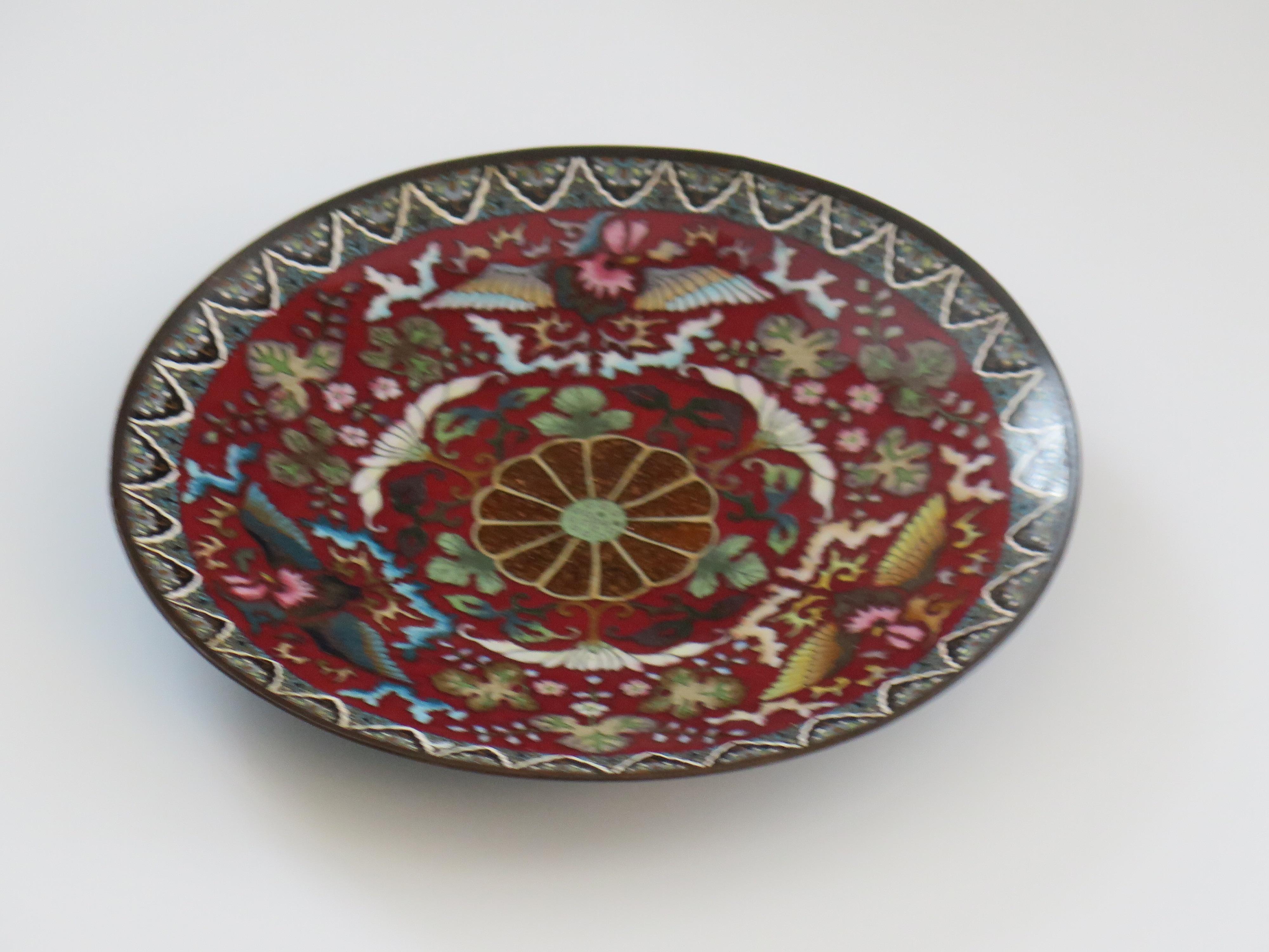 Chinese Export Chinese Cloisonné Charger or Large Plate fine detail, Mid-19th Century For Sale