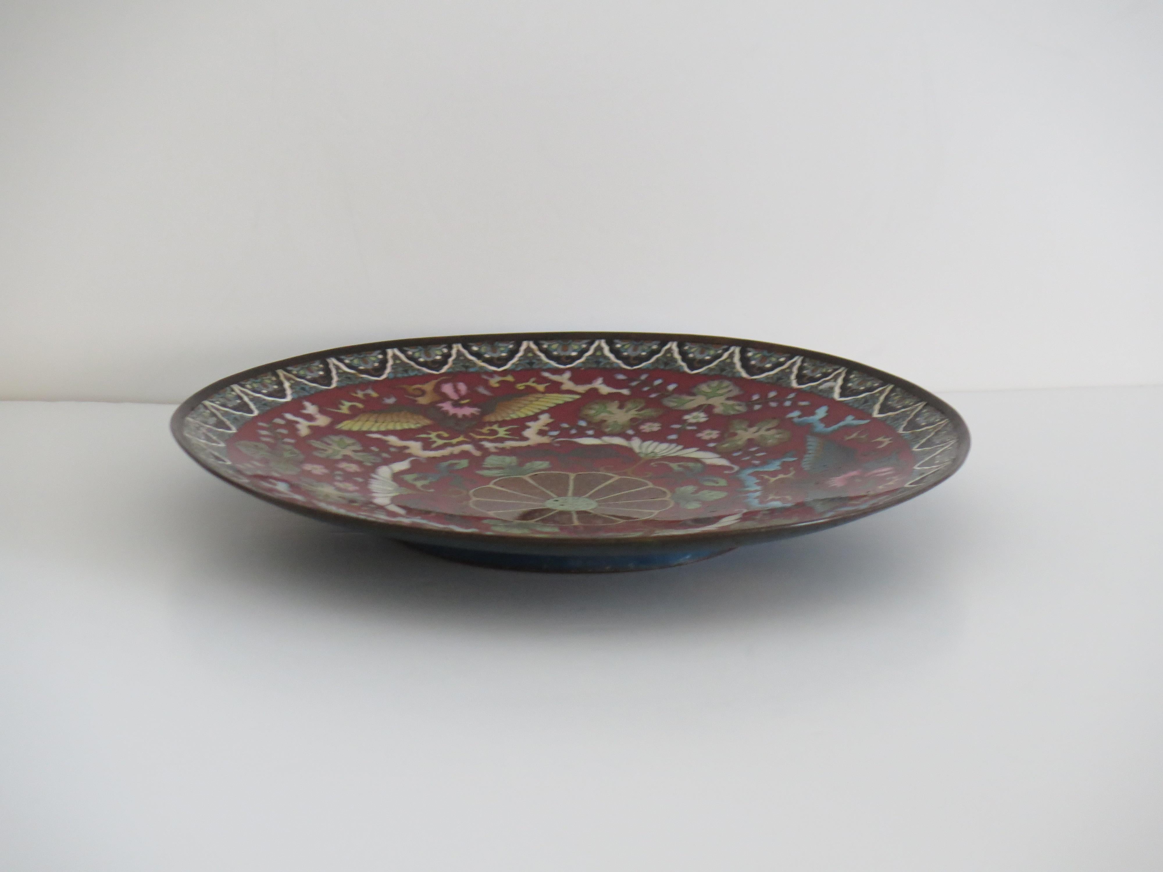 Cloissoné Chinese Cloisonné Charger or Large Plate fine detail, Mid-19th Century For Sale
