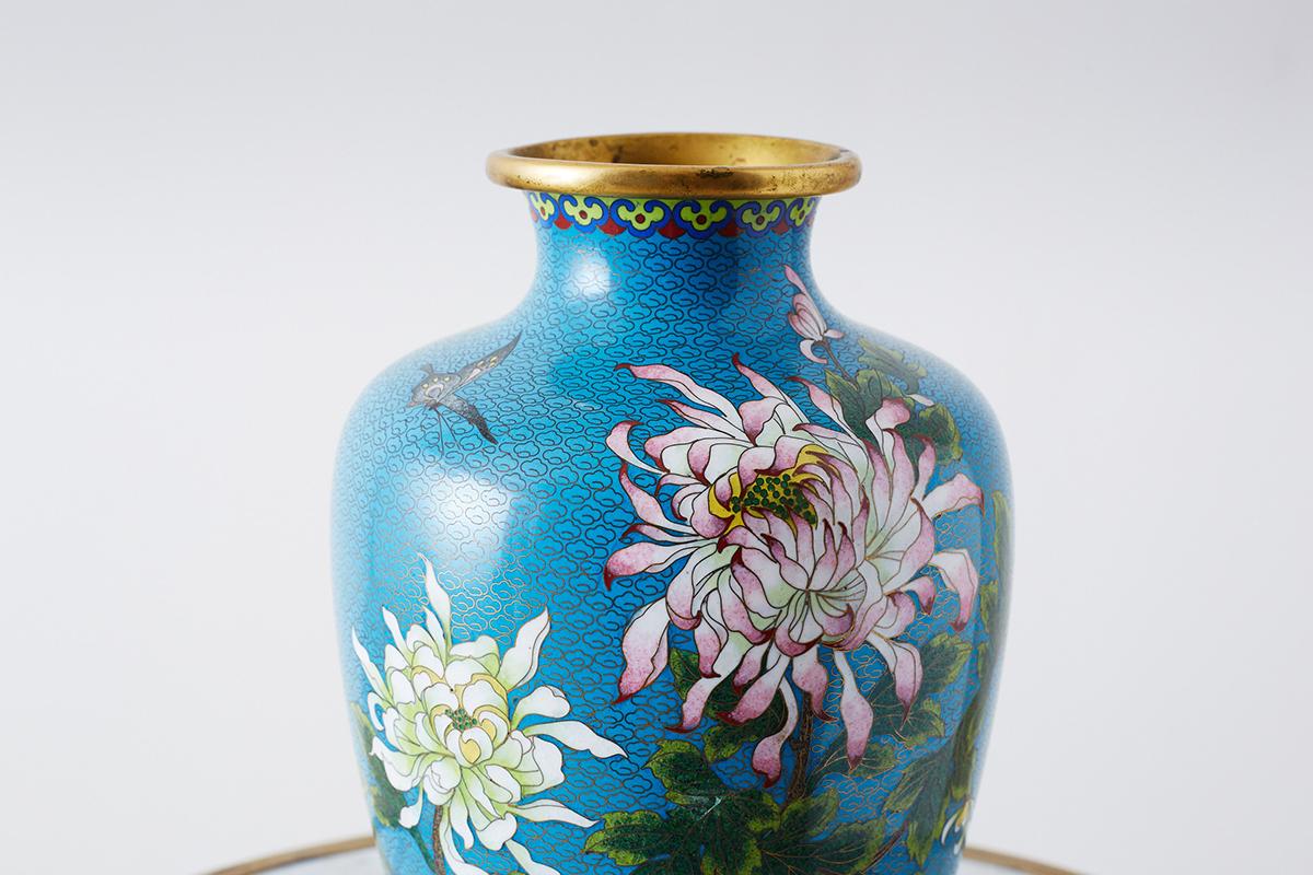 Cloissoné Chinese Cloisonne Chrysanthemum Flower Vase