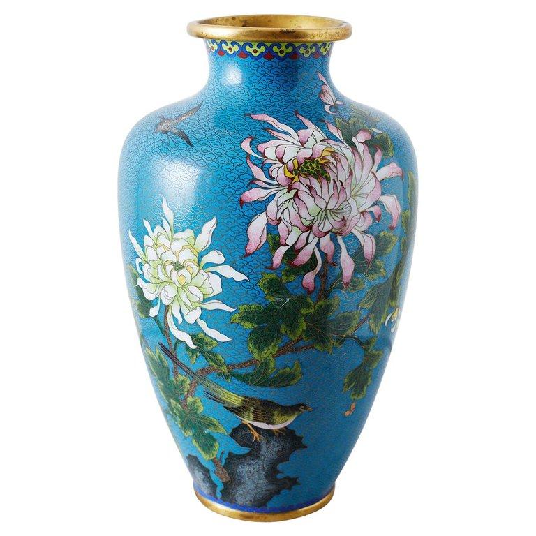 Chinese Cloisonné Chrysanthemum Flower Vase at 1stDibs