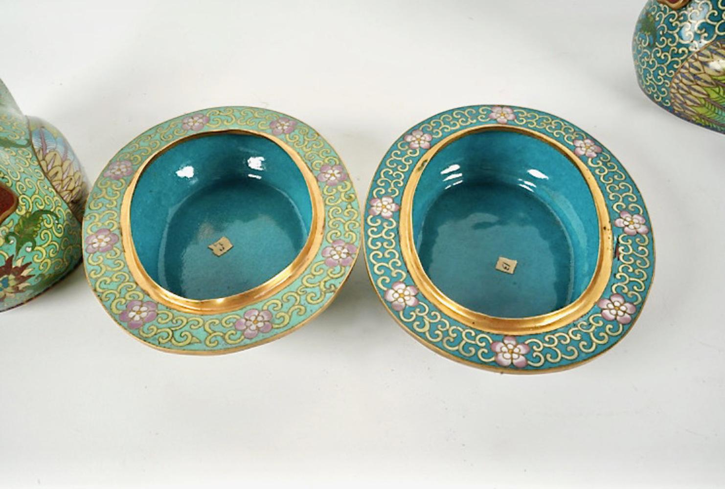 Chinese Cloisonne Covered Chicken Boxes For Sale 4