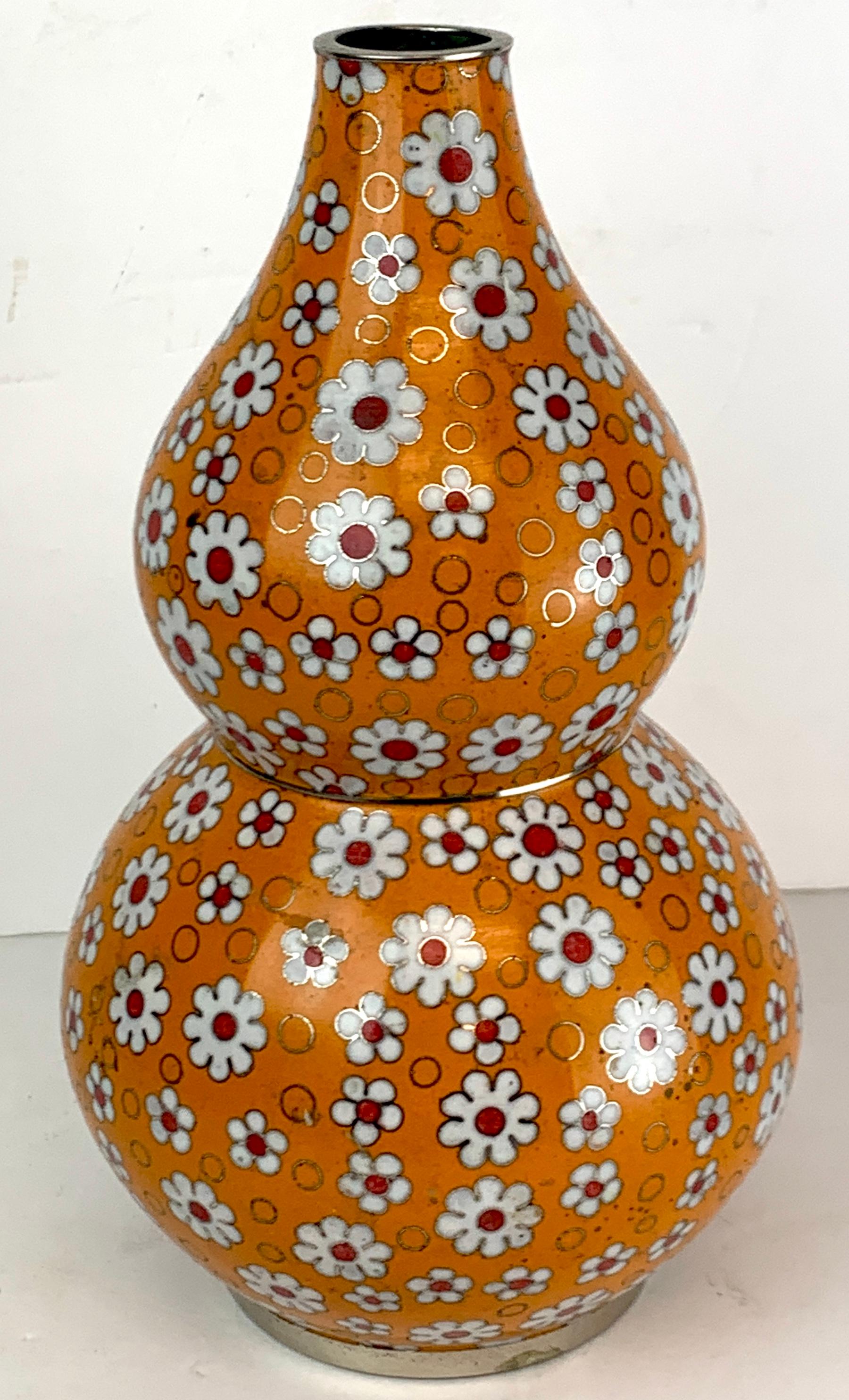 Chinese Cloisonné Daisy Motif Double Gourd Vases Attributed, Fabienne Jouvine 3