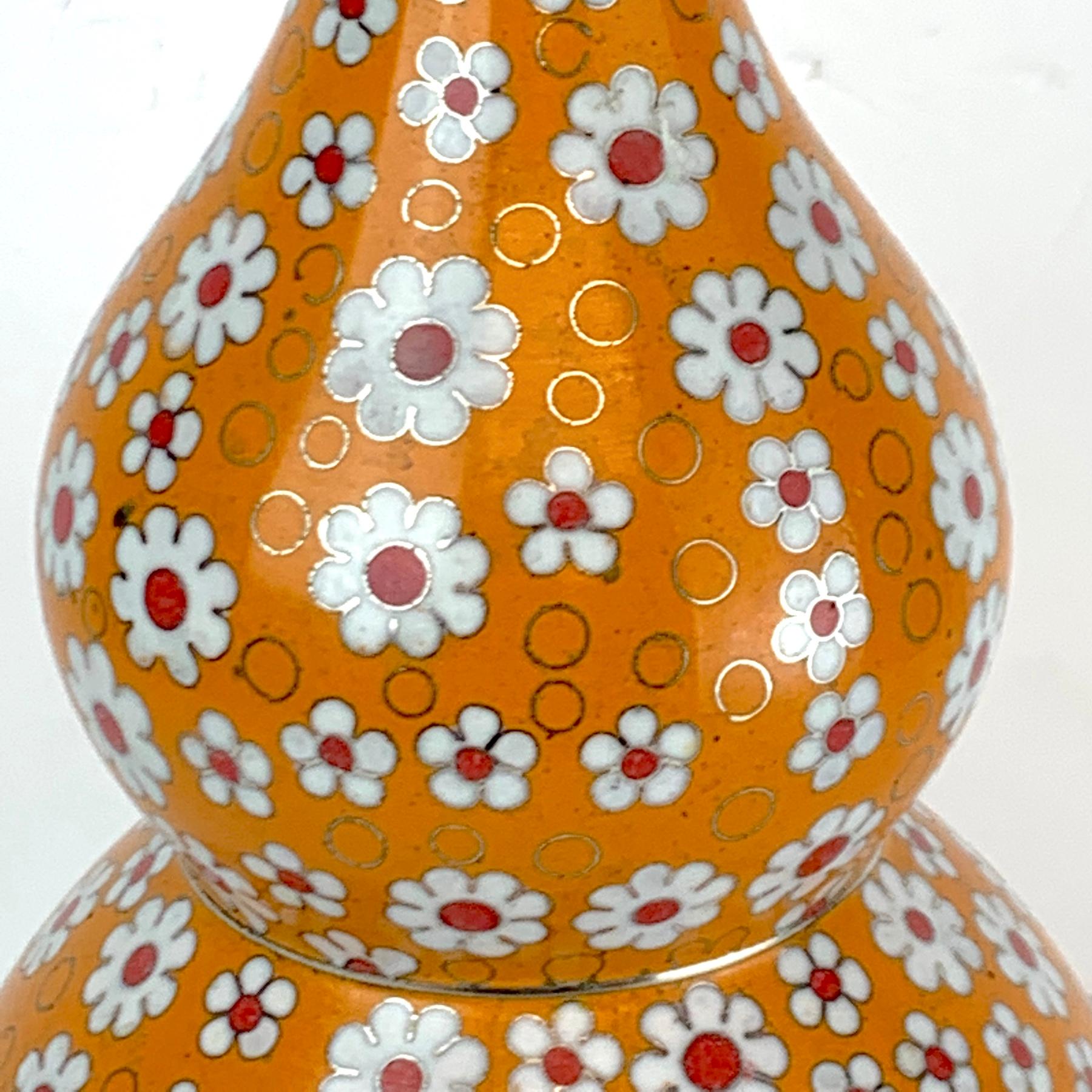 Chinese Cloisonné Daisy Motif Double Gourd Vases Attributed, Fabienne Jouvine 4