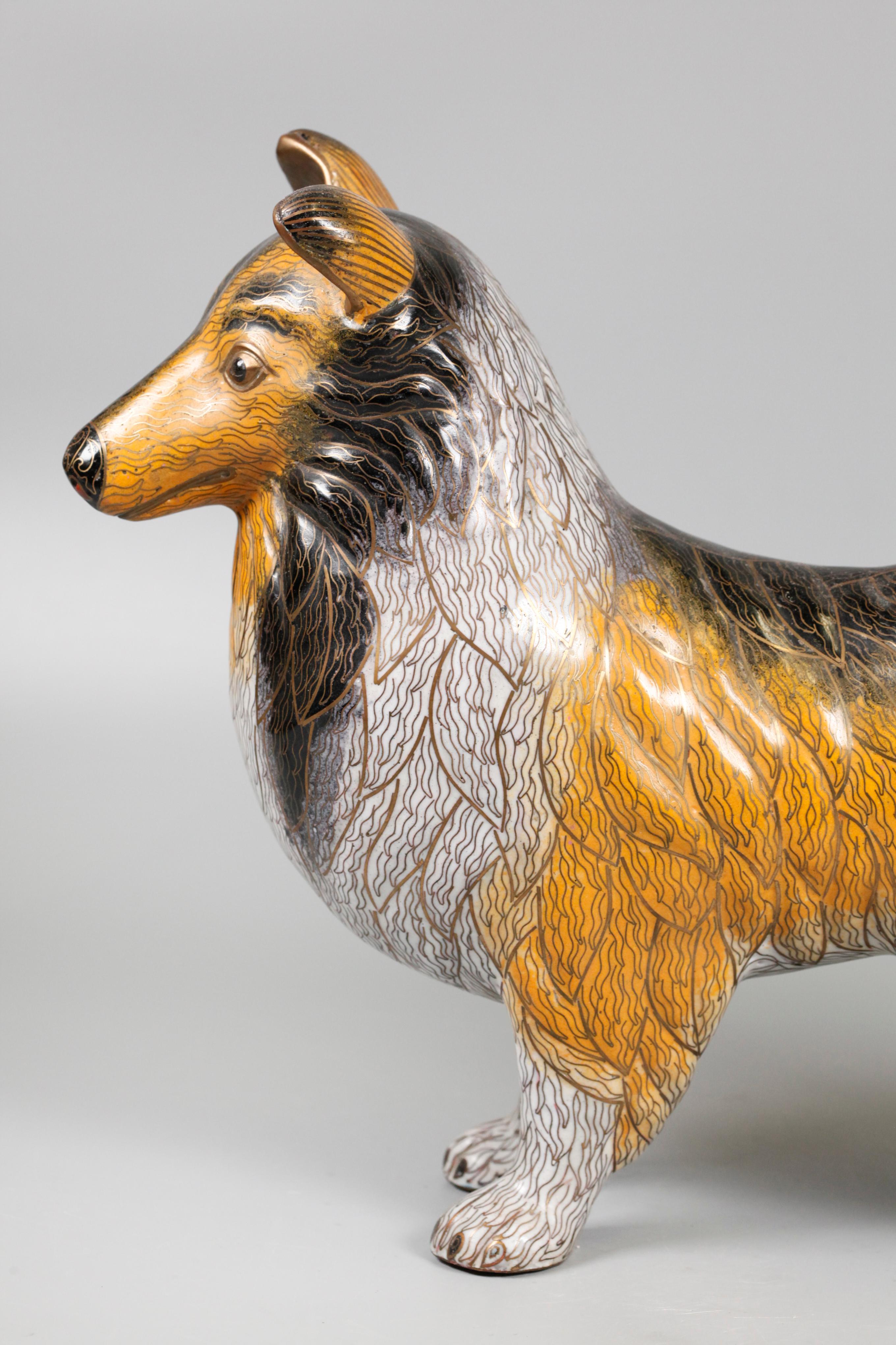 Chinesischer Cloisonné-Hund (Metall) im Angebot