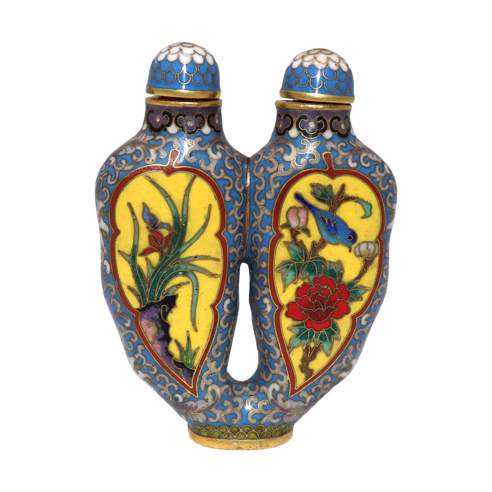 Chinese Cloisonné Double Chamber Snuff Bottle