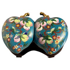 Caja china de doble melocotón de cloisonné, Periodo de la República, principios del siglo XX, China