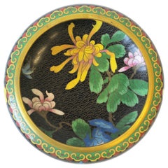 Tazón de esmalte y latón Flores Pájaros Cloisonné