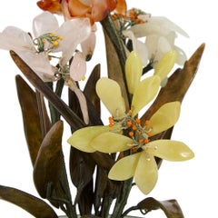 Chinese Cloisonné Enamel and Hardstone Flower Model