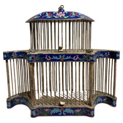 Chinese Cloisonne Enamel Cricket Cage, with Dragon Heads, Circa 1900