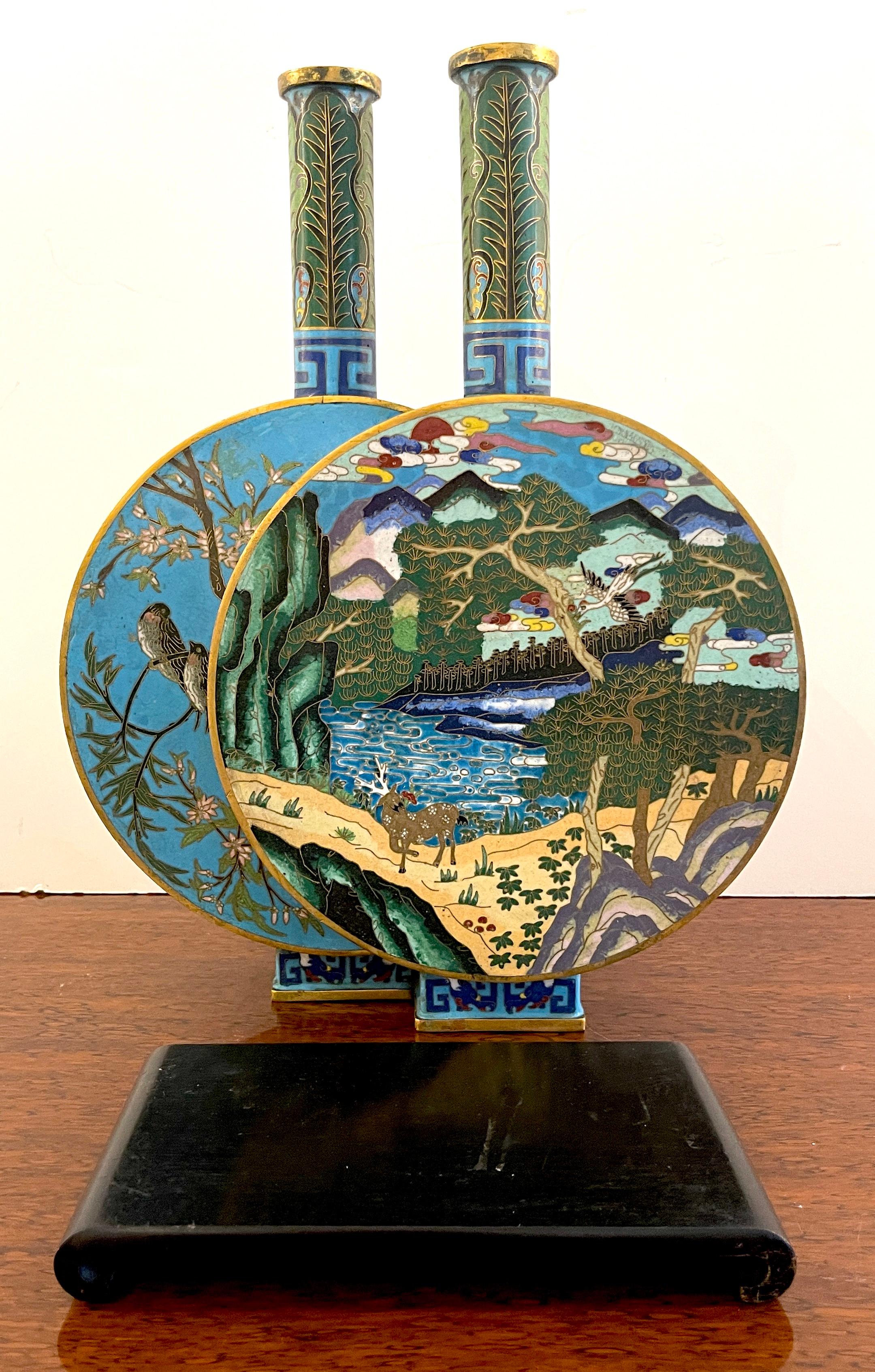 Chinese Cloisonné Enamel Double Moon Flask Vase, #048/100 4