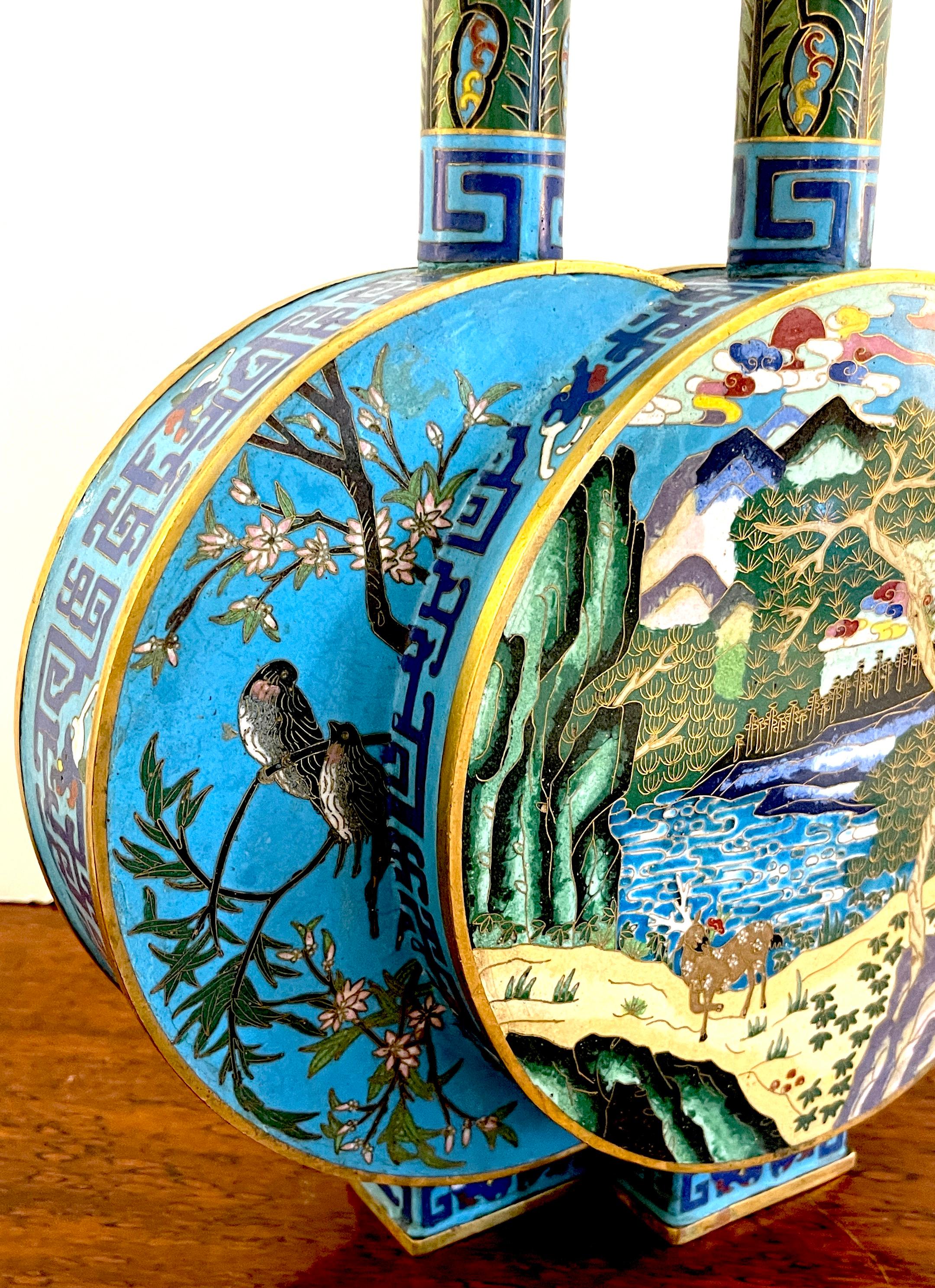 Chinese Cloisonné Enamel Double Moon Flask Vase, #048/100 8