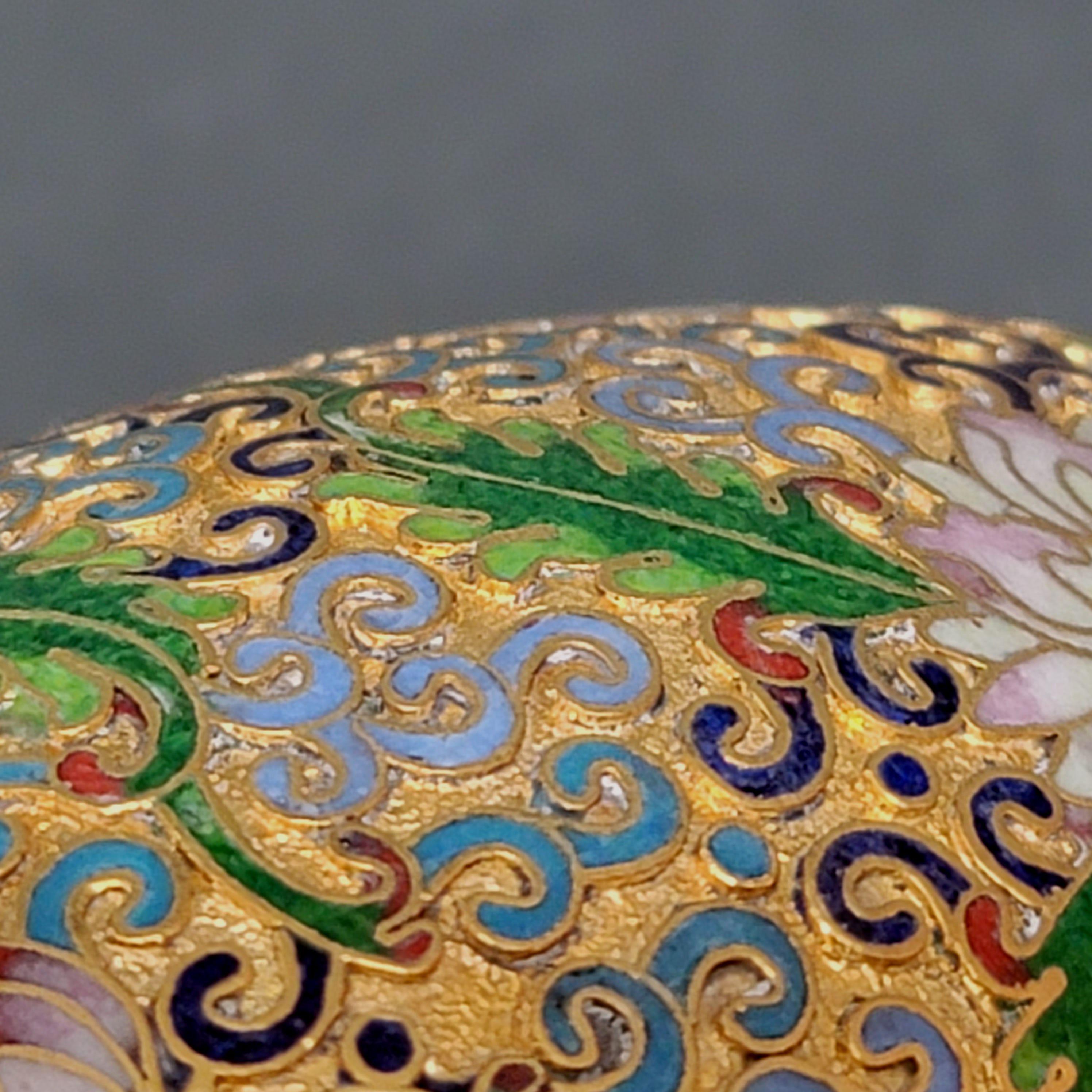 Copper Chinese Cloisonné Enamel Egg with Wood Stand, Early 20 Century