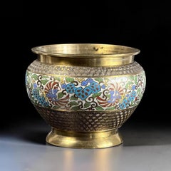 Chinese Cloisonné Enamel Jardinière with Floral and Bird Decoration, circa 1900