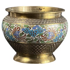 Chinese Cloisonné Enamel Jardinière with Floral and Bird Decoration, circa 1900