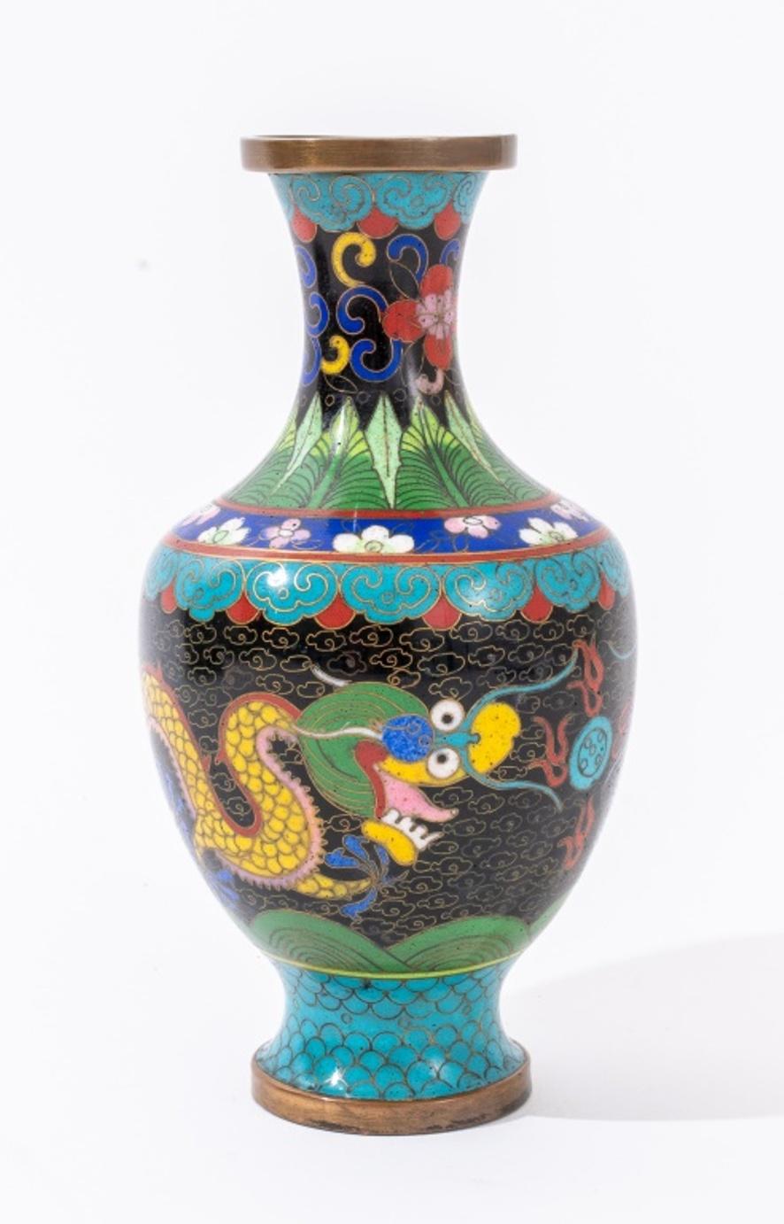Chinese Cloisonne Enamel Vase & Center Bowls, Set of 3 For Sale 1