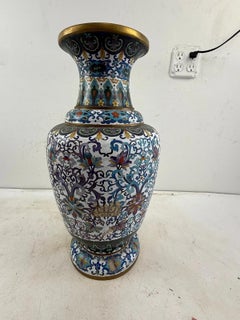 Chinese Cloisonne Enamel Vase with Floral Scrolls
