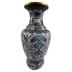 Chinese Cloisonne Enamel Vase with Floral Scrolls
