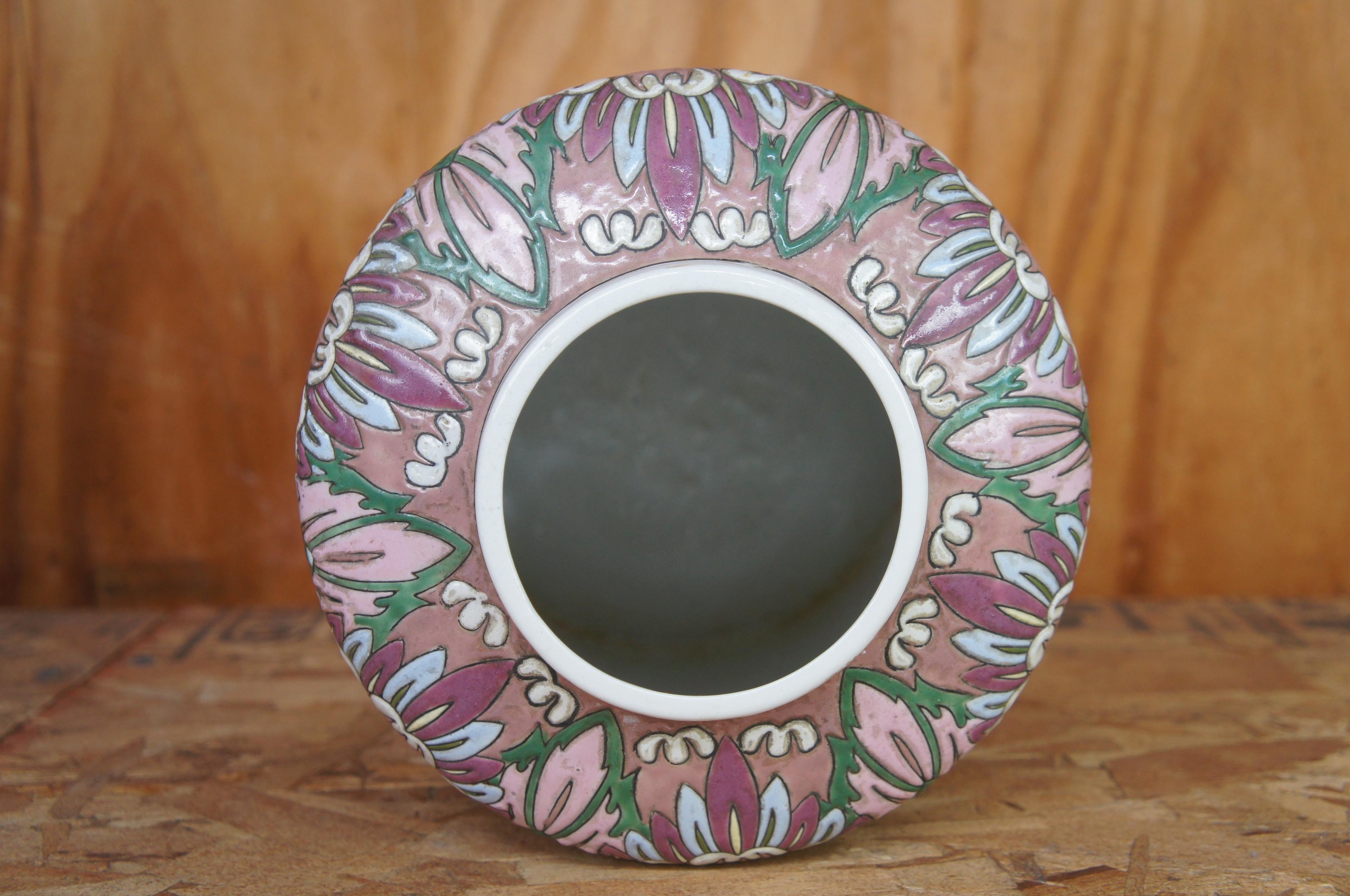 Chinese Cloisonné Enameled Lotus Flower Cermaic Urn Flower Vase Jardinière In Good Condition In Dayton, OH