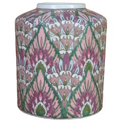 Chinese Cloisonné Enameled Lotus Flower Cermaic Urn Flower Vase Jardinière