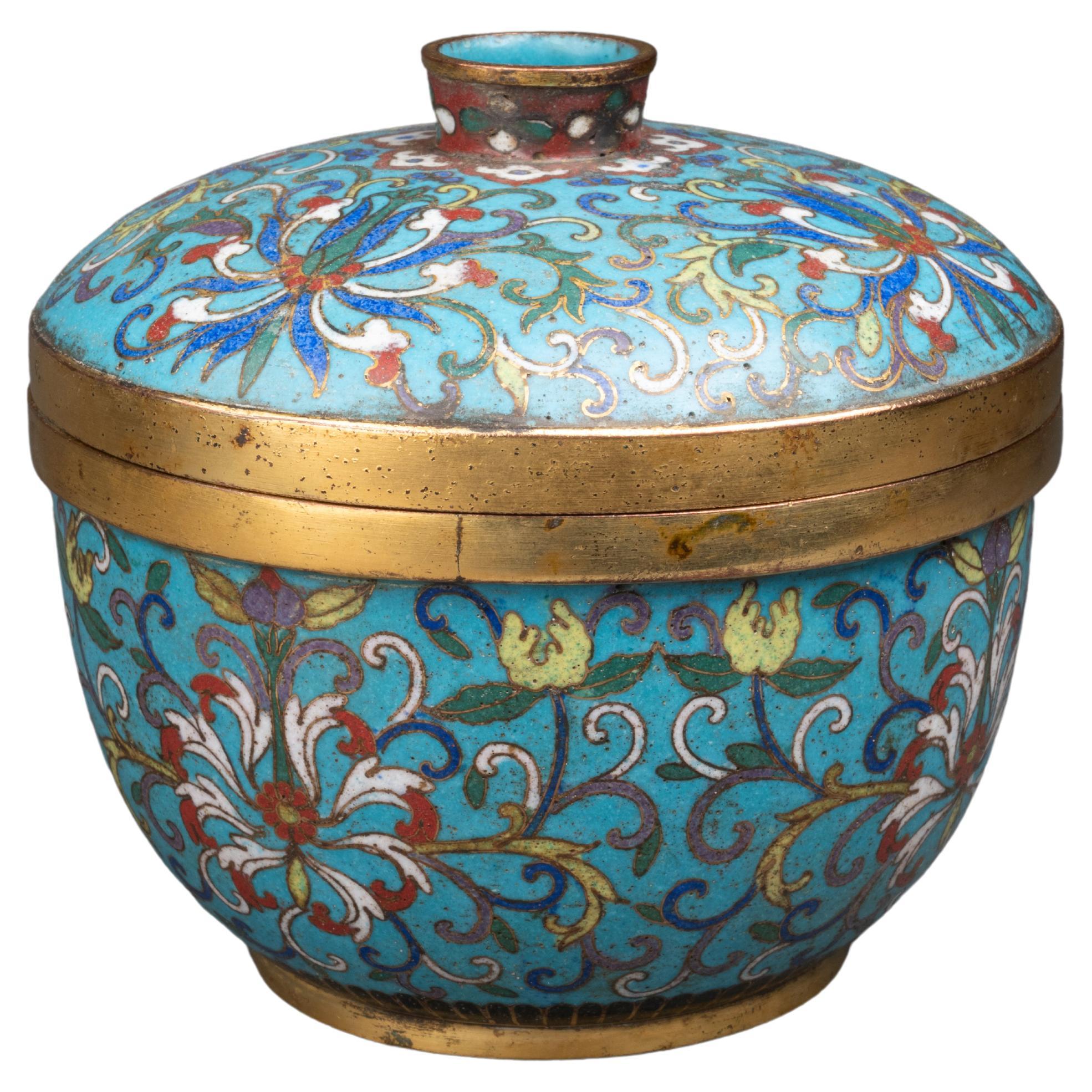 XIXth century chinese enameled "Cloisonné" covered bowl