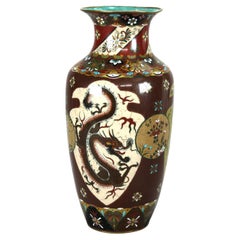 Chinese Cloisonne Enameled Vase with Pheasants & Dragon 20thC