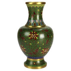 Chinese Cloisonne Floral Enameled Vase 20thC