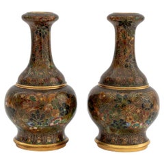 Vasi cinesi cloisonne a testa d'aglio, coppia