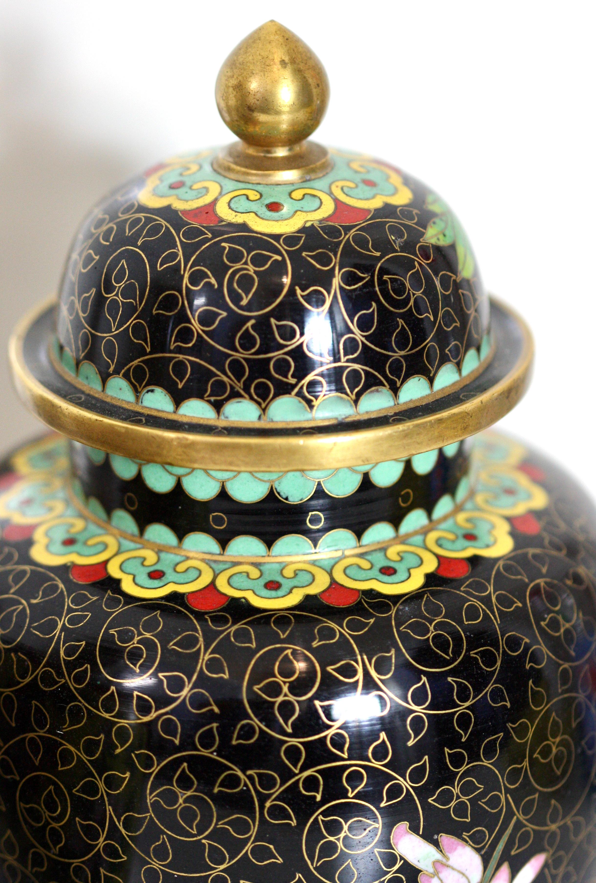Enamel Chinese cloisonne garniture set For Sale