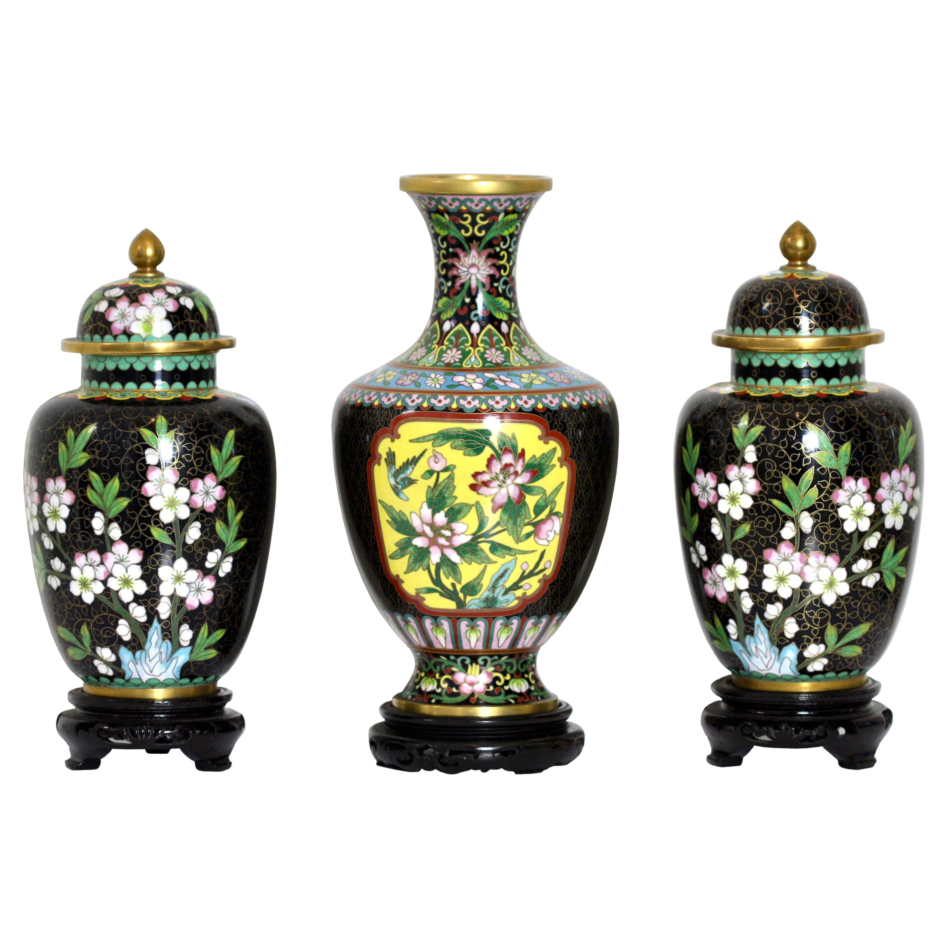 Chinese cloisonne garniture set