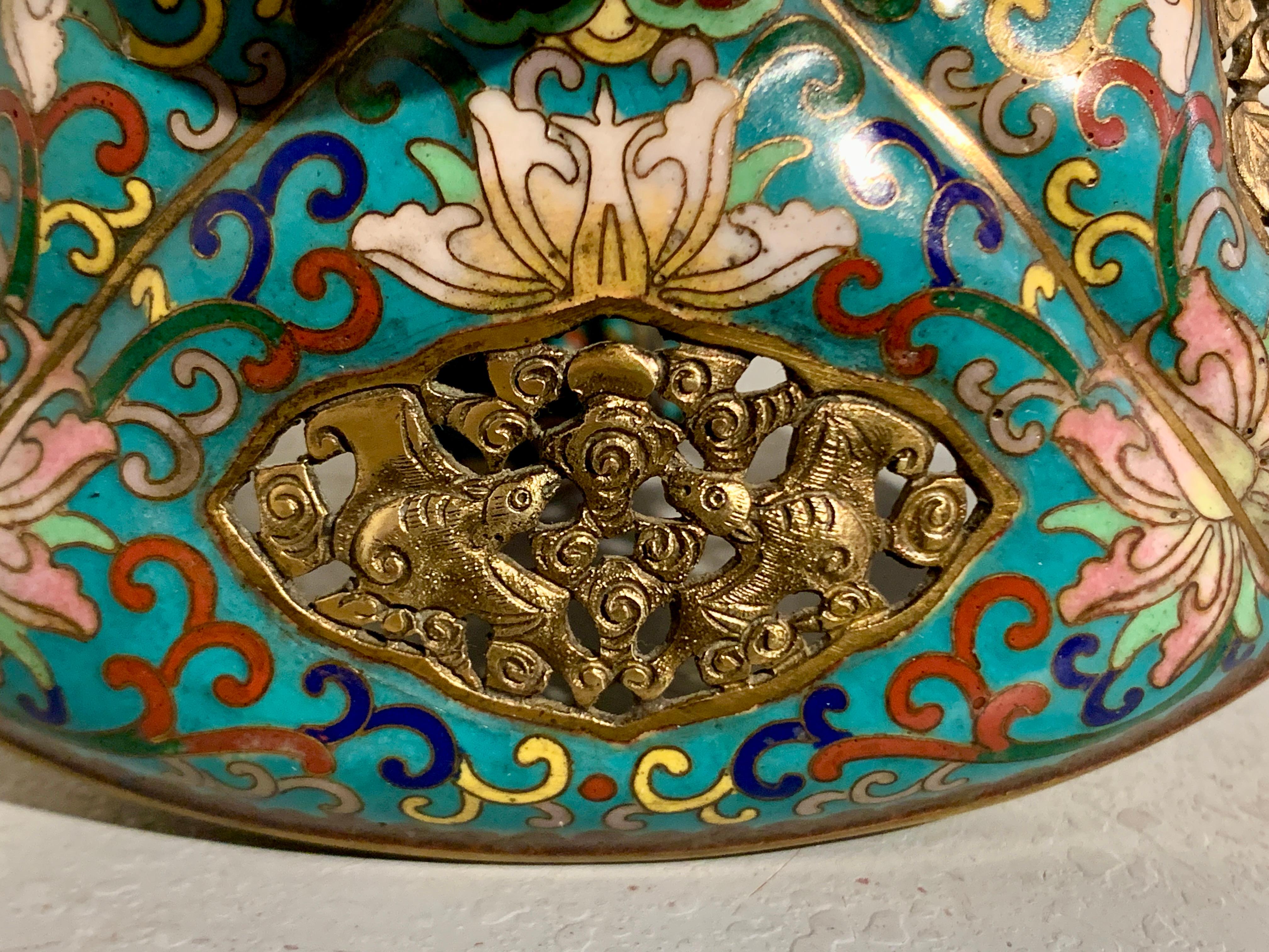 Quemador de incienso chino de cloisonné, hacia 1960, China en venta 3