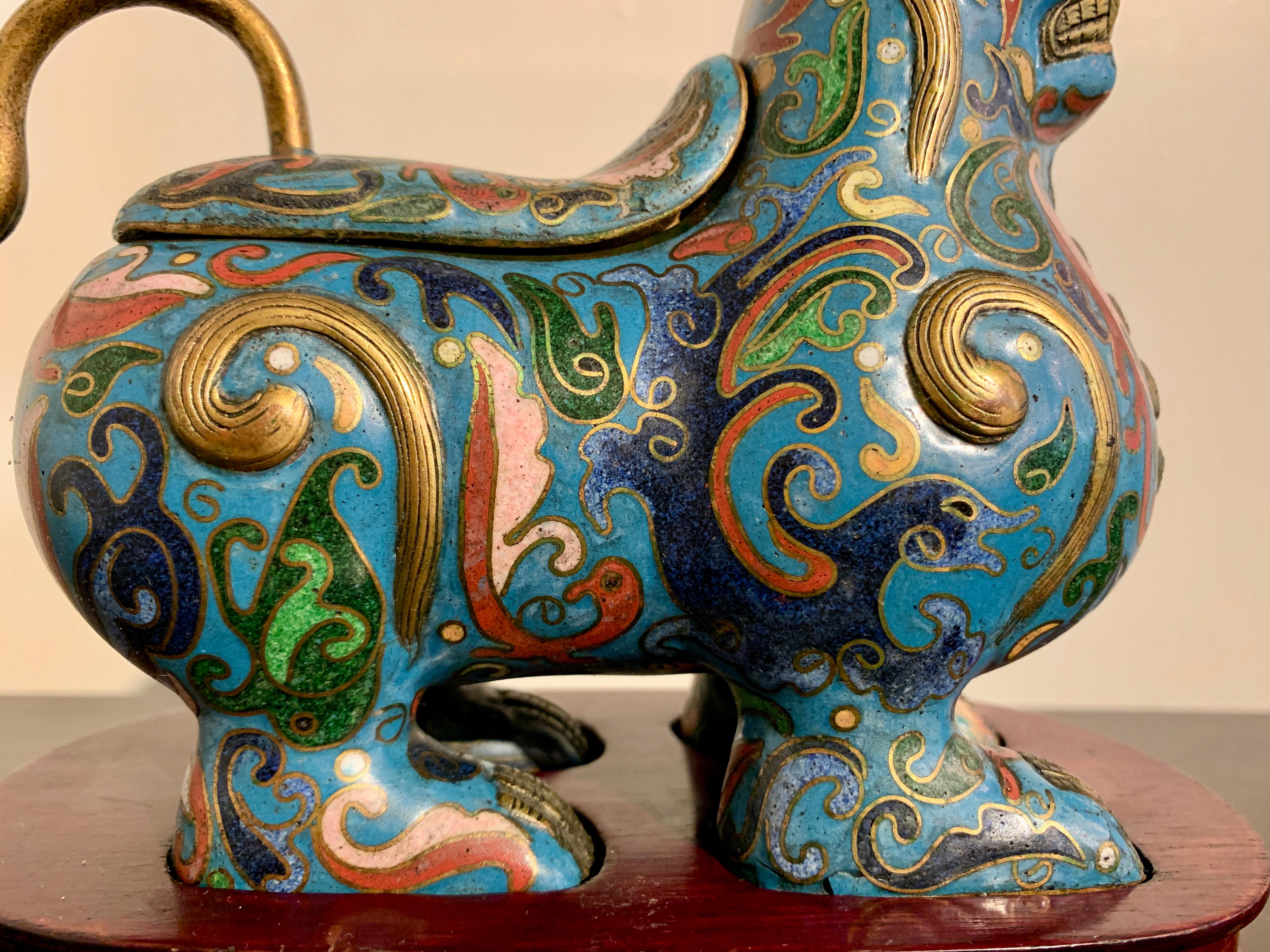 Chinese Cloisonne Lion Censer, Early 20th Century, China 3