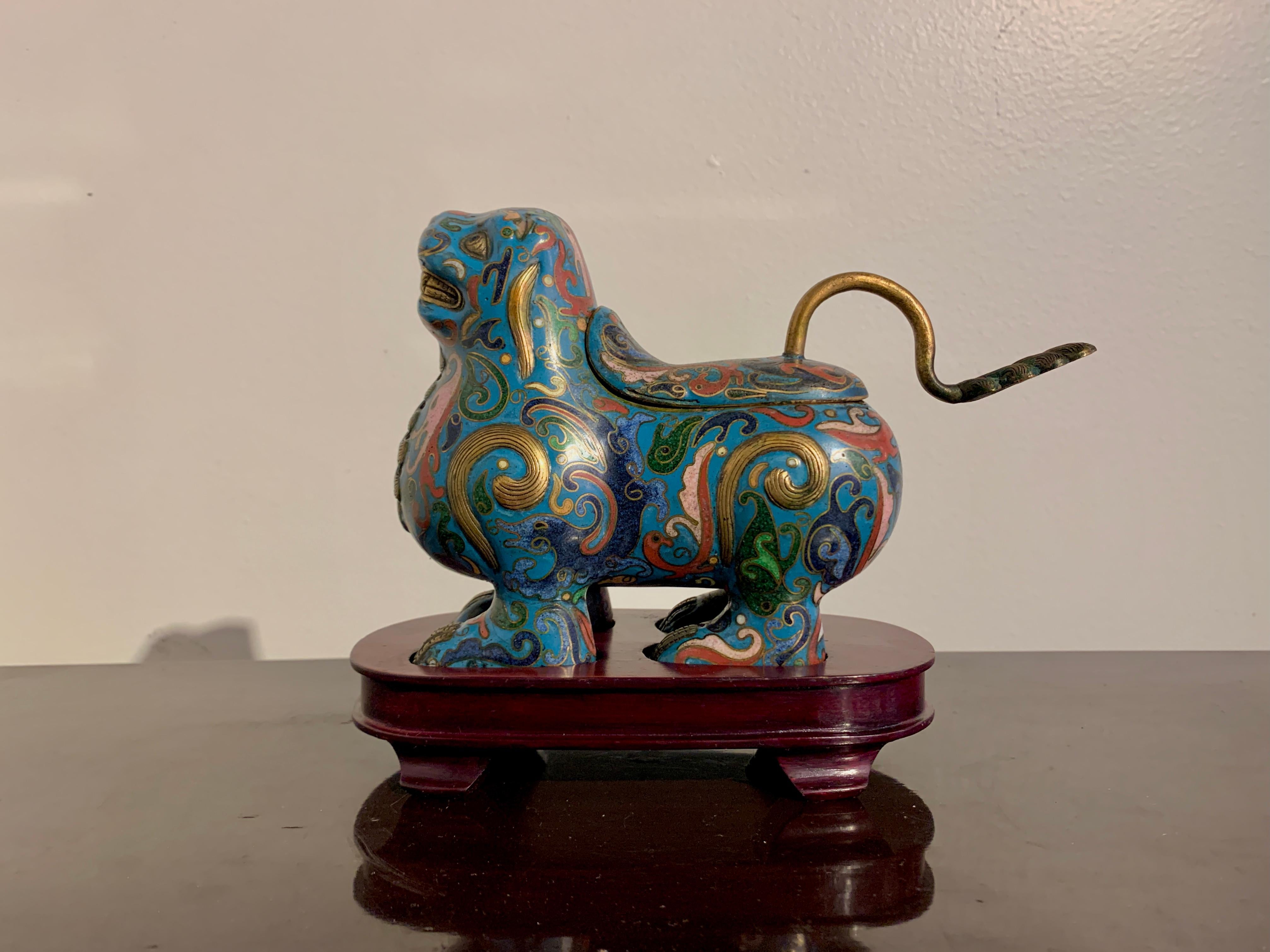 Qing Chinese Cloisonne Lion Censer, Early 20th Century, China