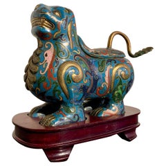 Chinese Cloisonne Lion Censer, Early 20th Century, China