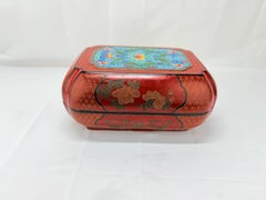 Chinese Cloisonne Mounted Red & Black Lacquer Box